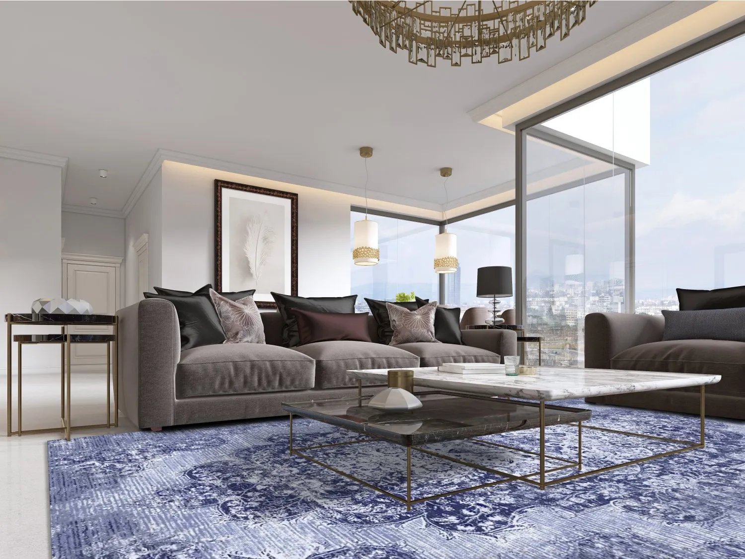 Tapis Wilton - Badem (bleu)