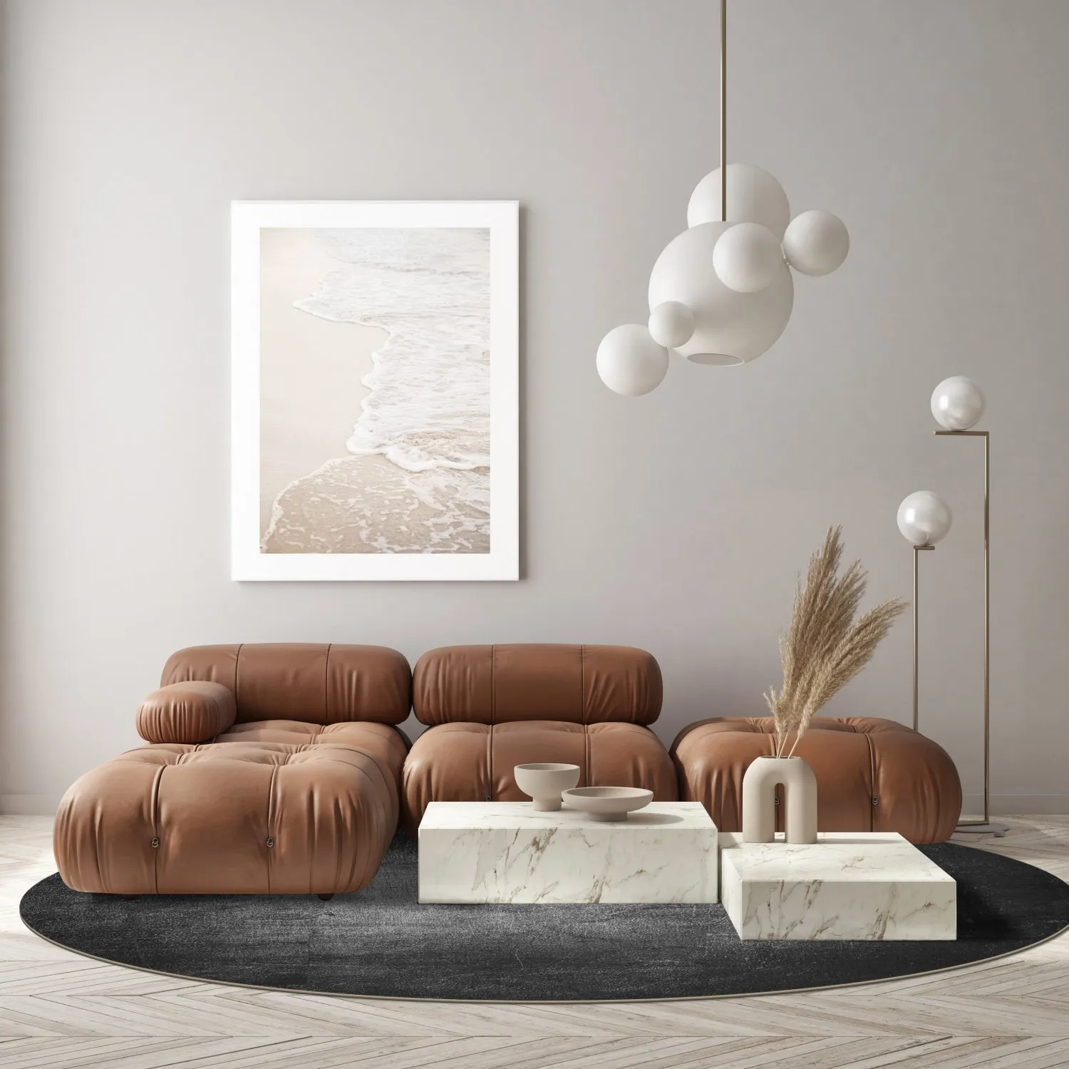 Tapis rond - Serifos (gris foncé)