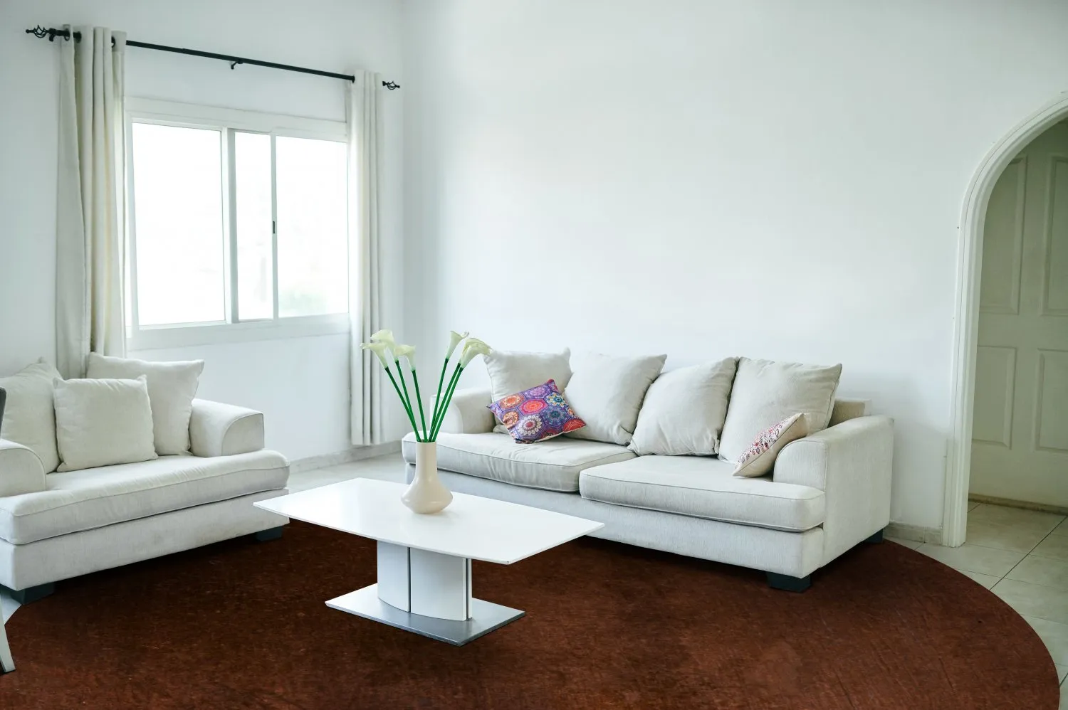 Tapis rond - Bovera (marron/rouge)