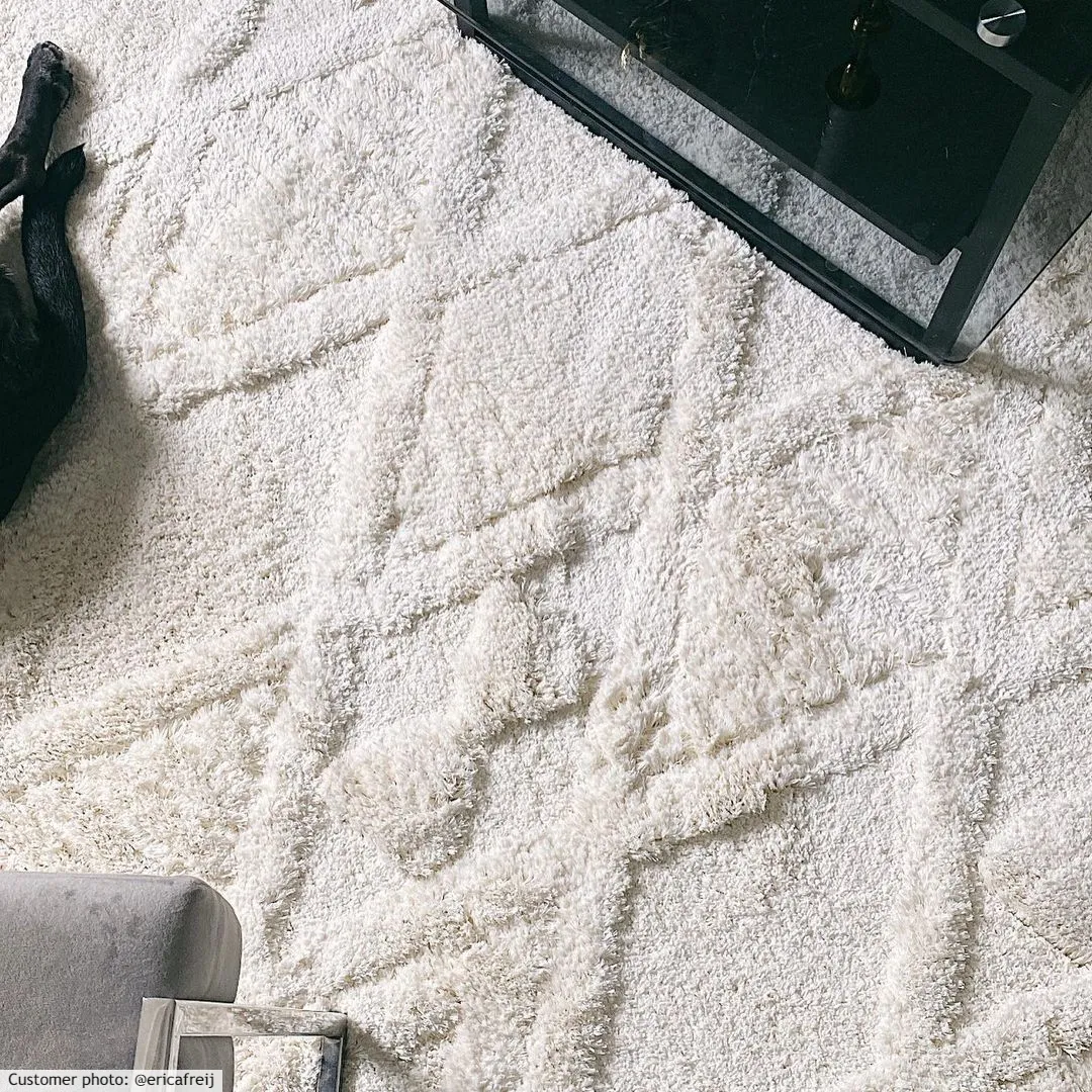 Tapis à poils longs - Rostock (blanc cassé)