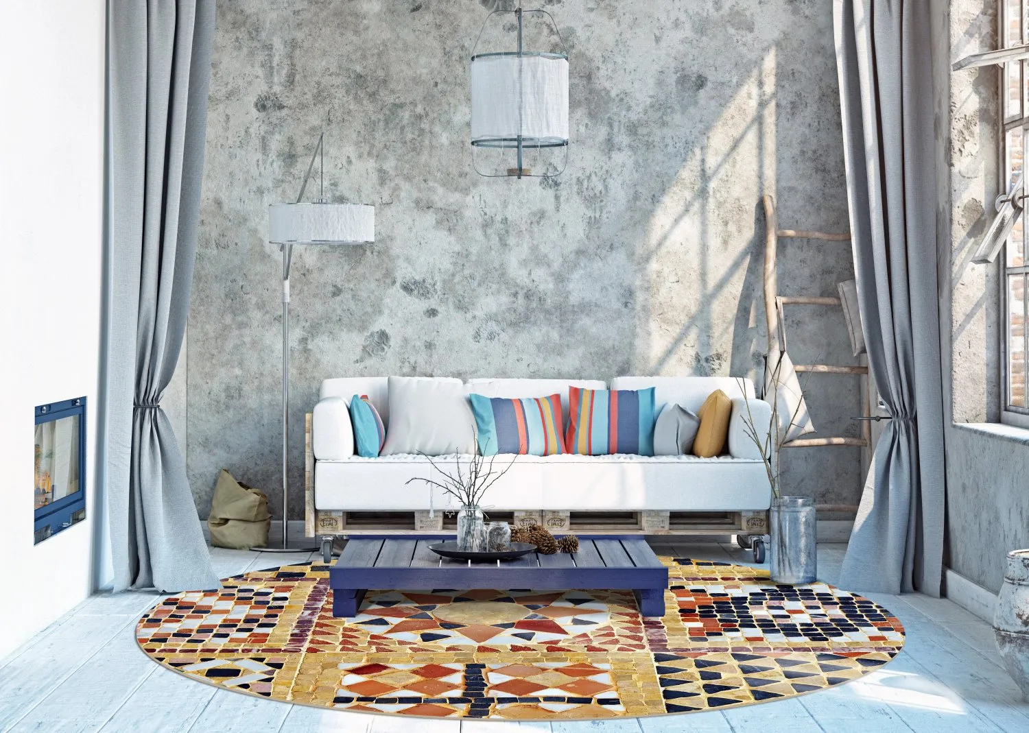 Tapis rond - Bosa (multicolore)