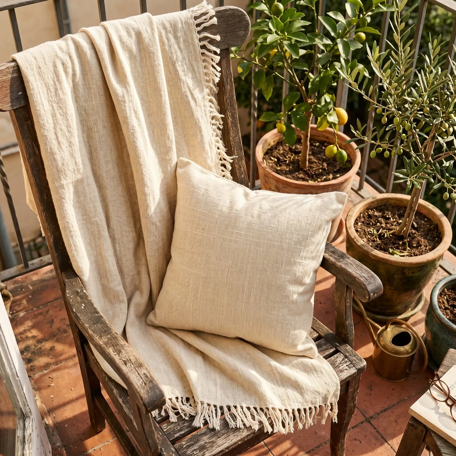Couvertures - Veya cotton throw (crème)