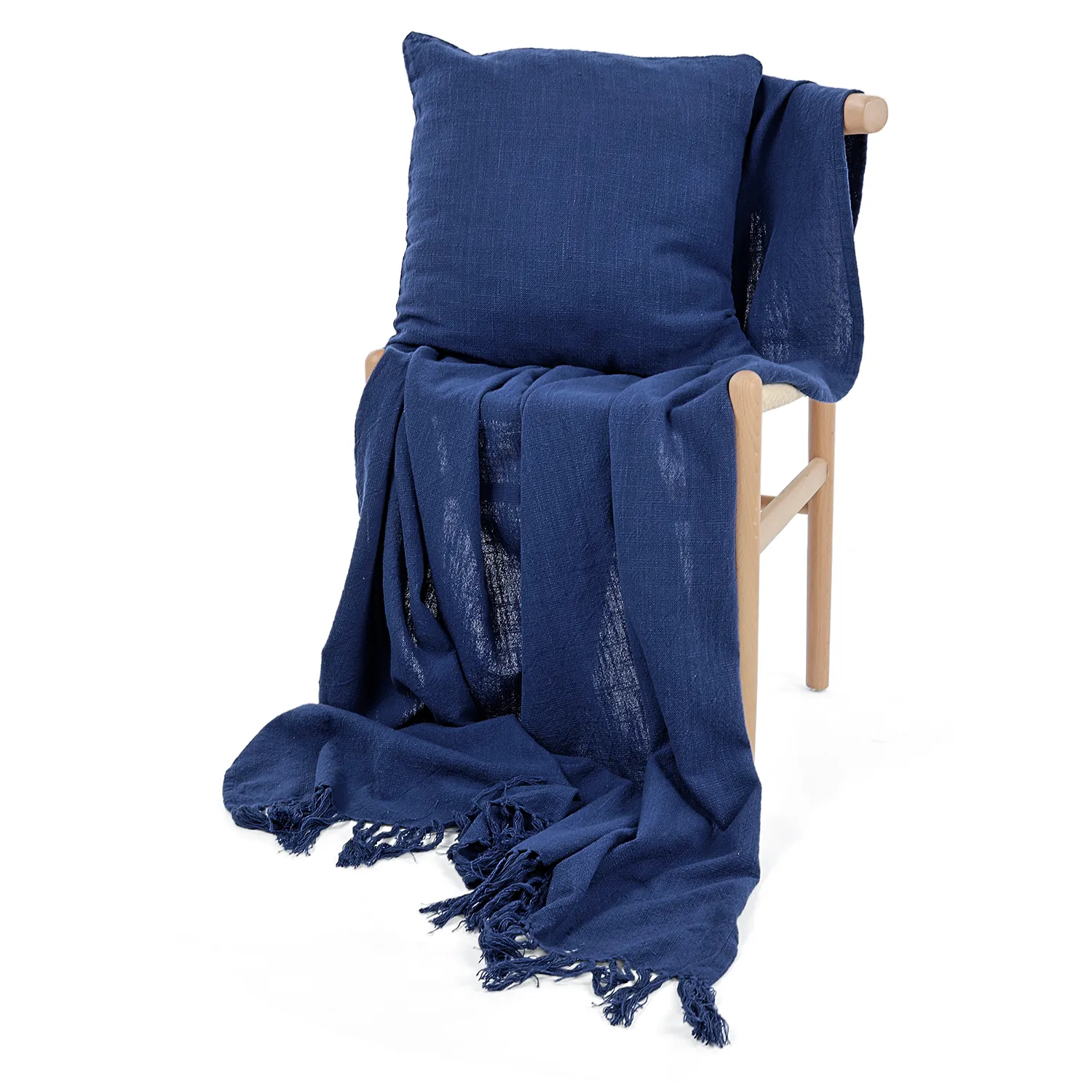 Couvertures - Veya cotton throw (bleu marine)