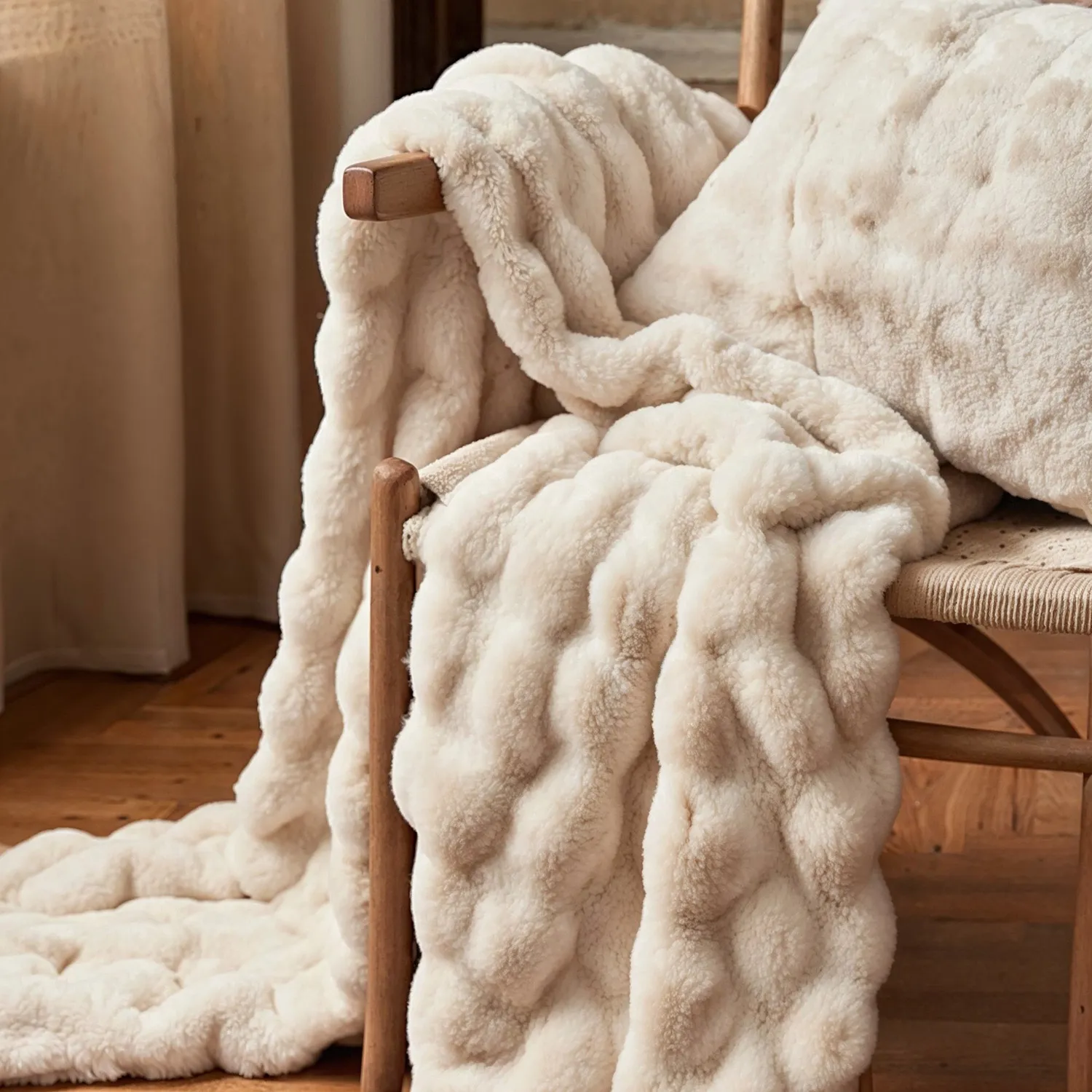 Plaids - Aranga Bubble Throw (beige)