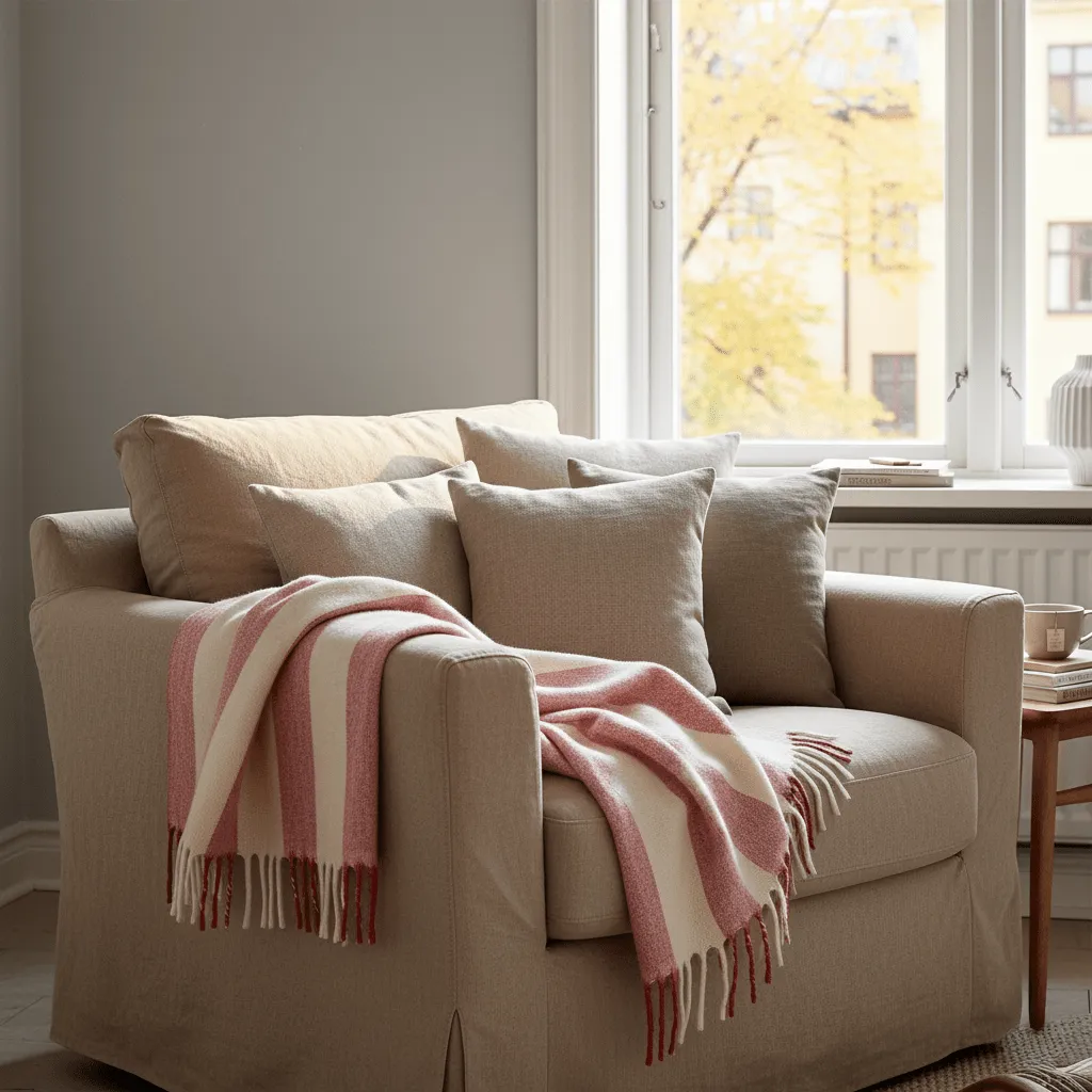 Plaids - Plaid en mélange de laine - Beatriz Stripe (rouge/blanc)