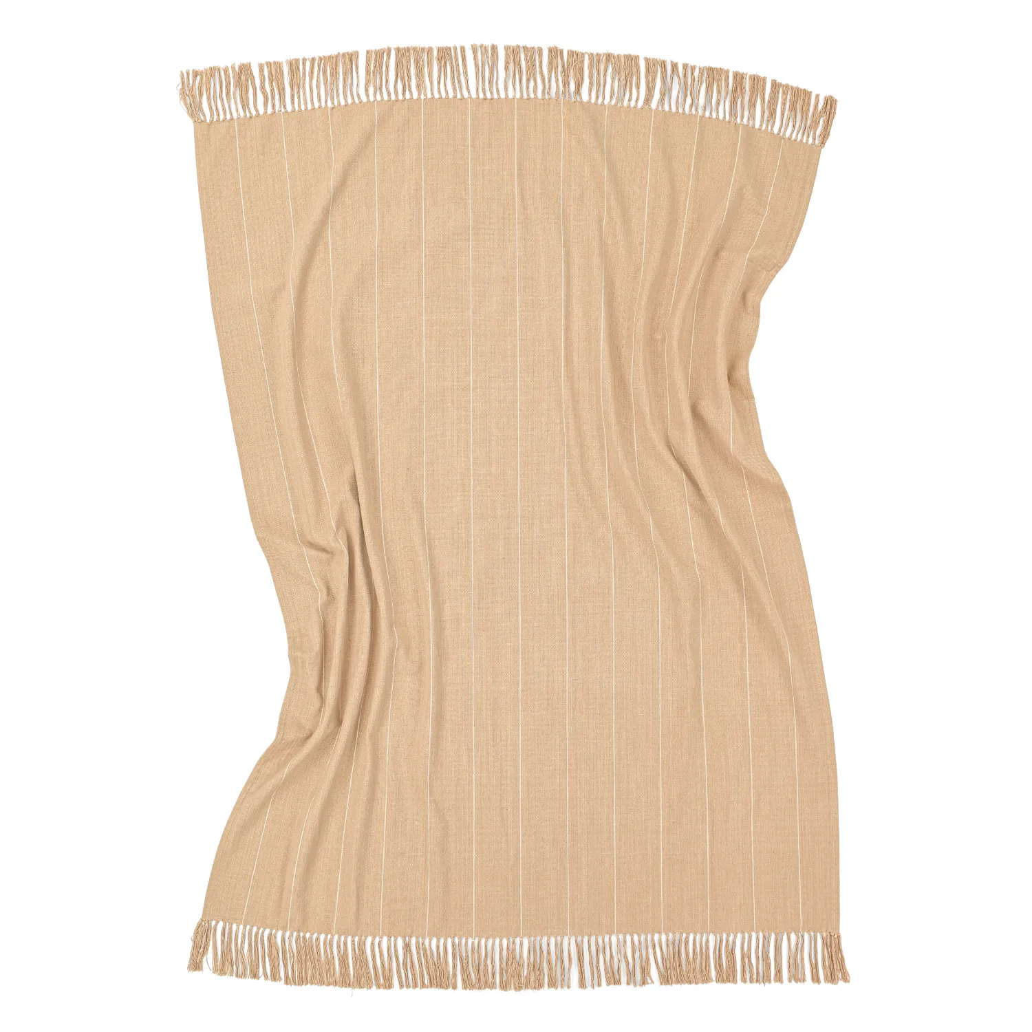 Plaids - Plaid en coton - Martina Stripe (beige/blanc)