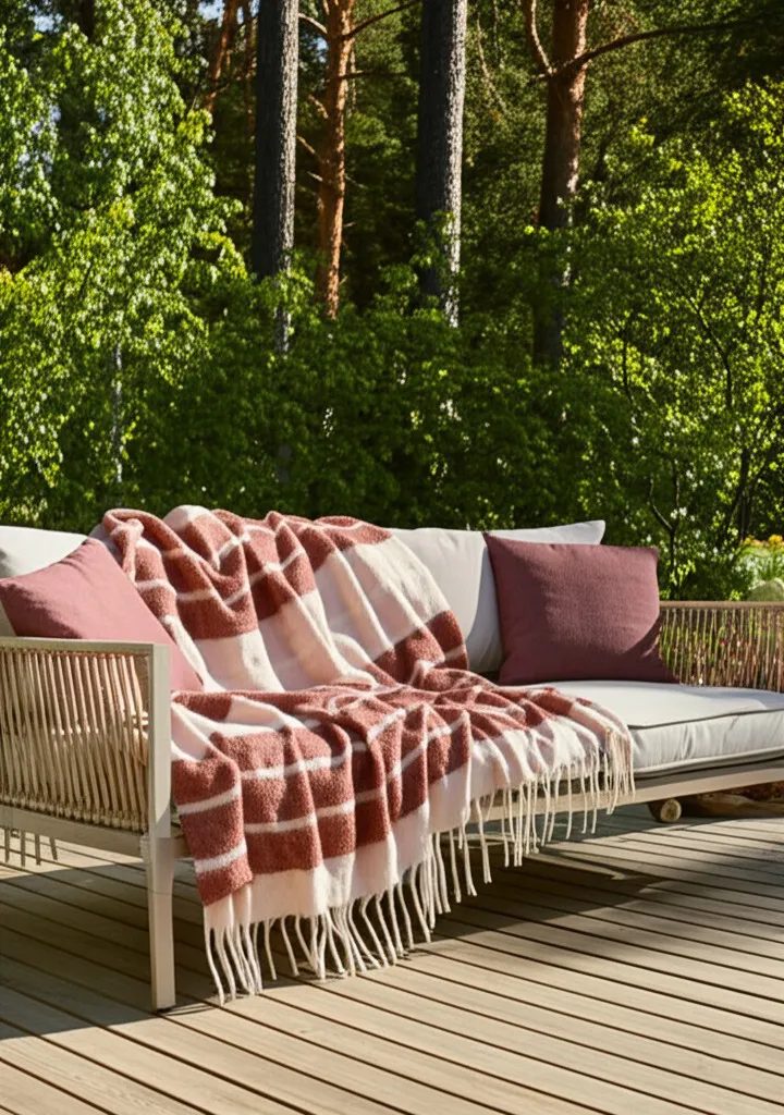 Plaid en mélange de laine - Charlotte (rose)