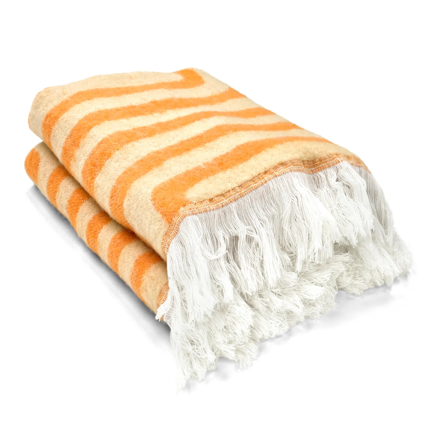 Plaids - Plaid en mélange de laine - Melody (beige/orange)