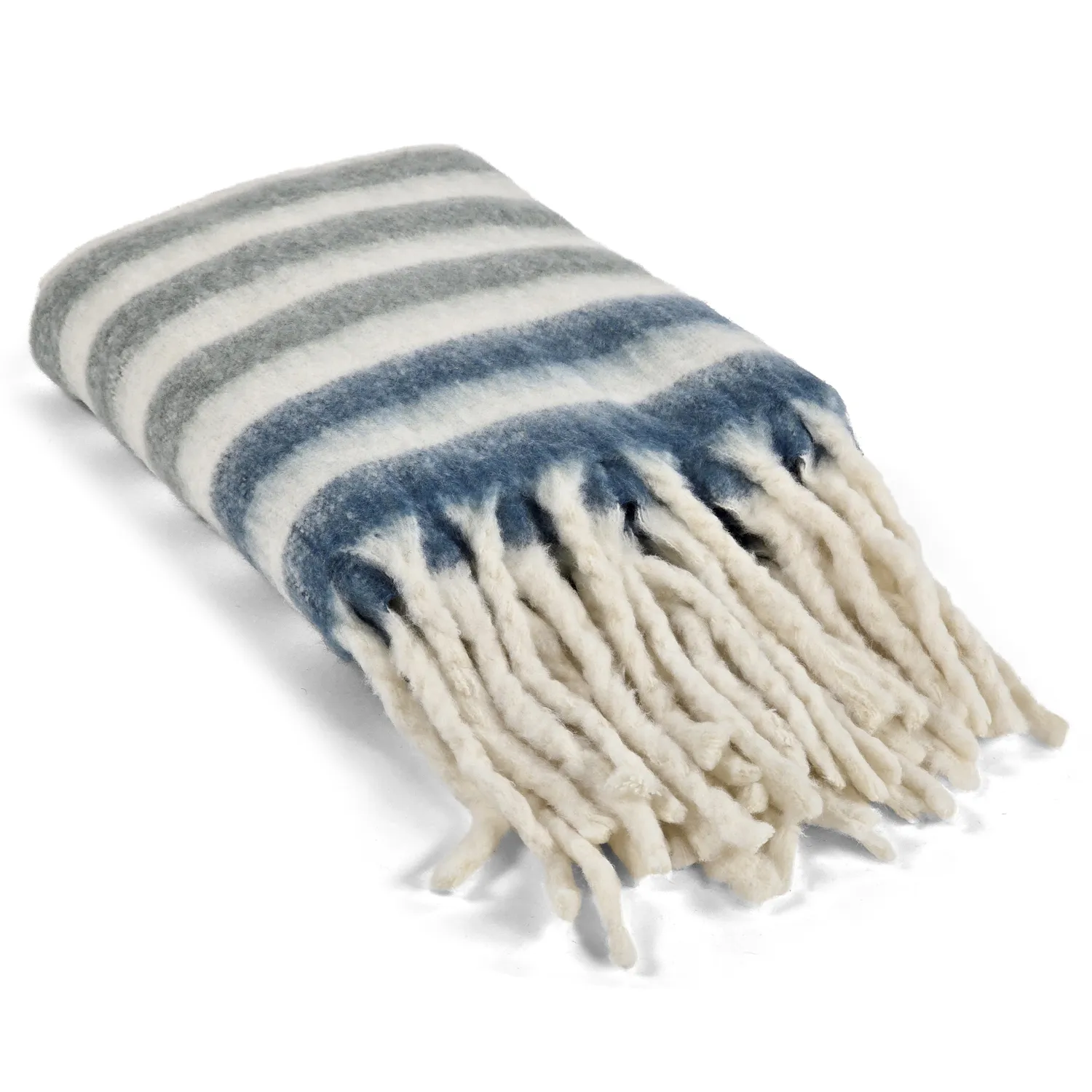 Plaid en mélange de laine - Monica (bleu)
