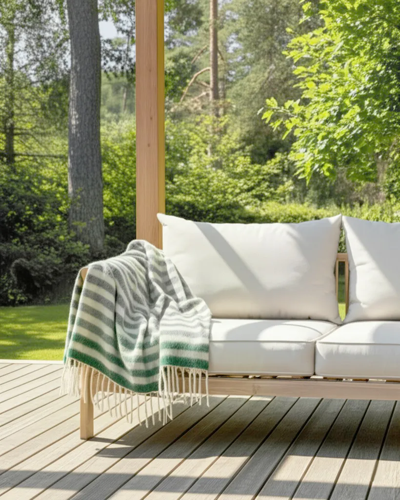 Plaid en mélange de laine - Monica (vert)