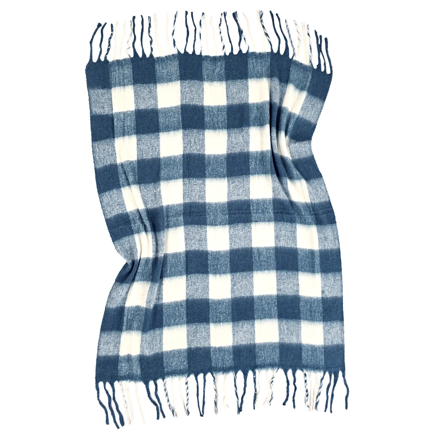 Plaid en mélange de laine - Phoebe (bleu)