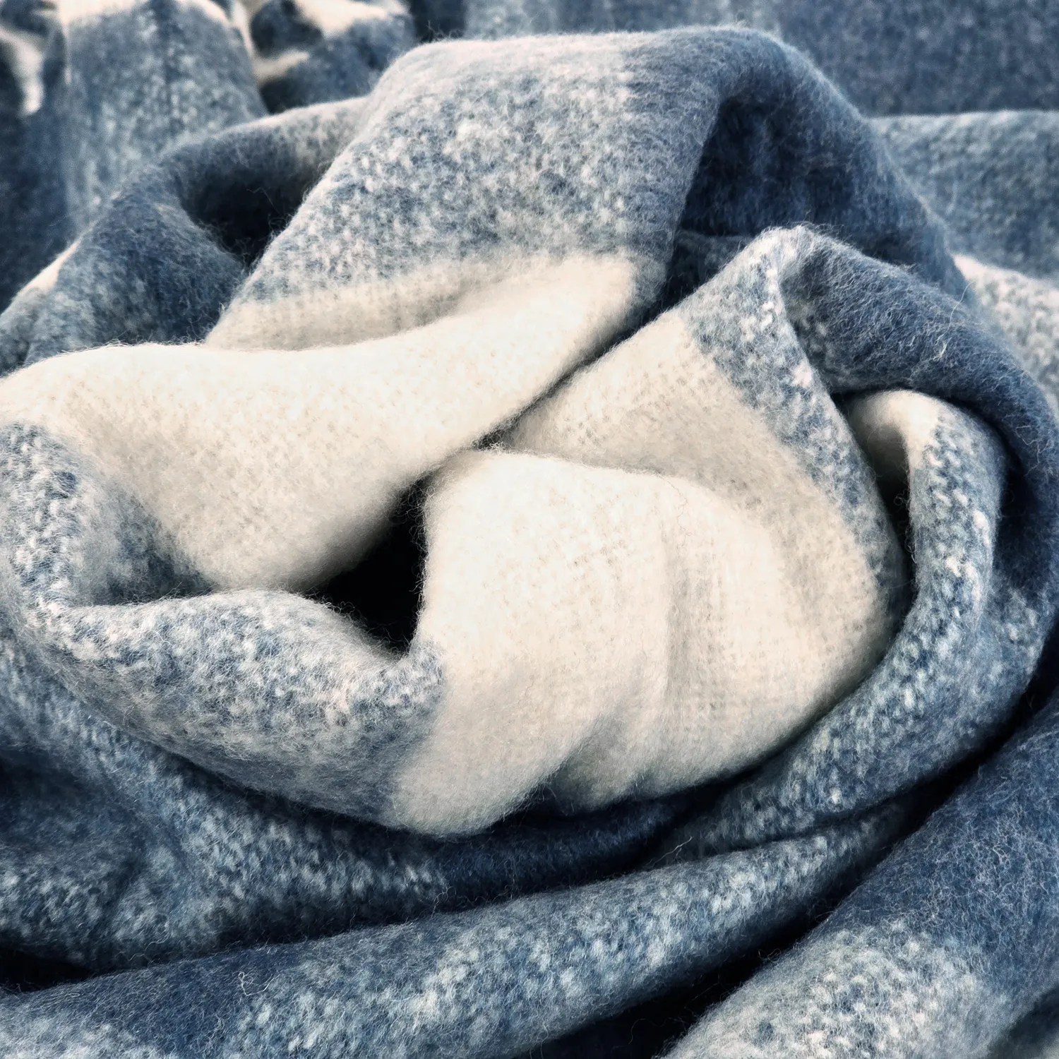 Plaid en mélange de laine - Phoebe (bleu)