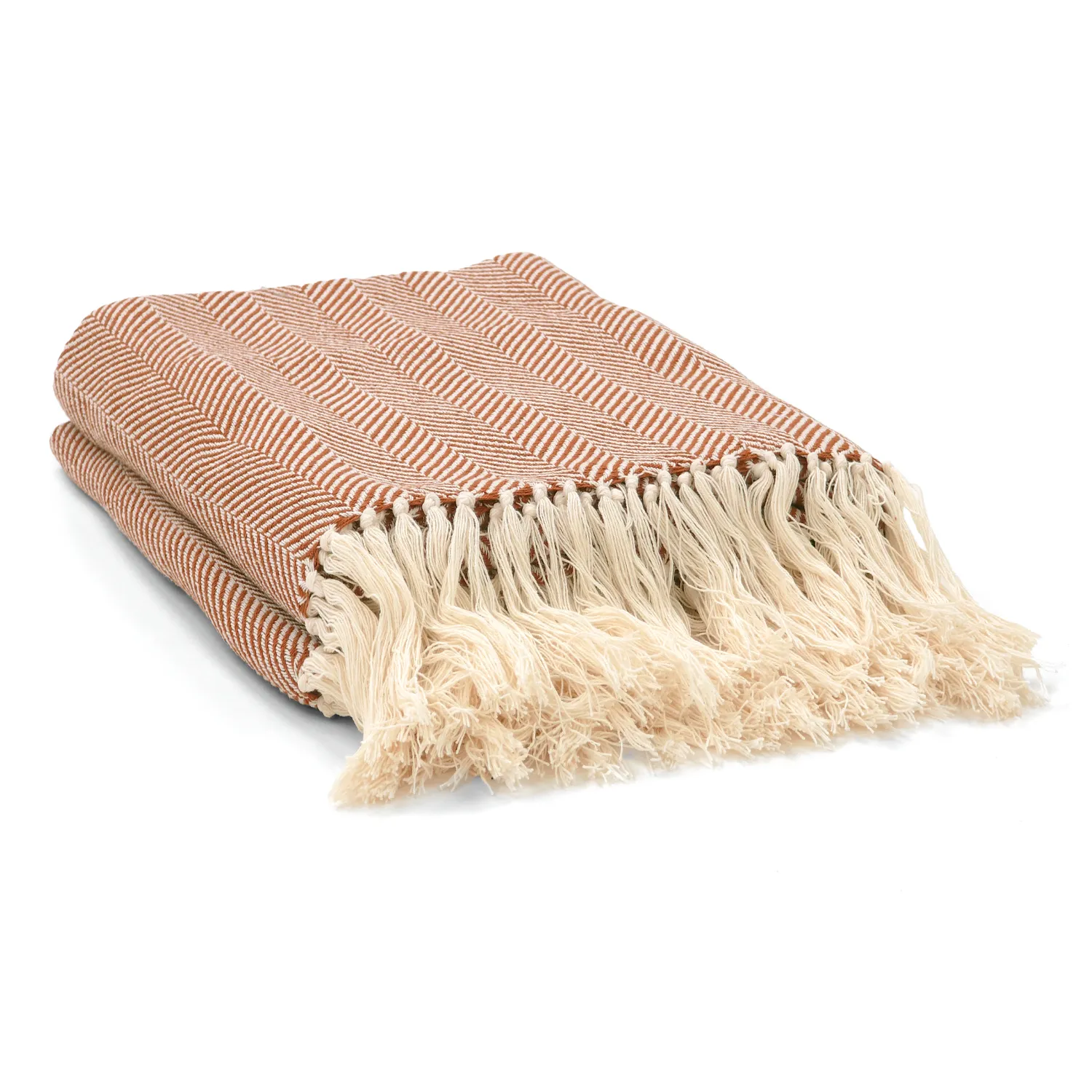 Plaids - Plaid en coton - Denisa Fishbone (marron/blanc)