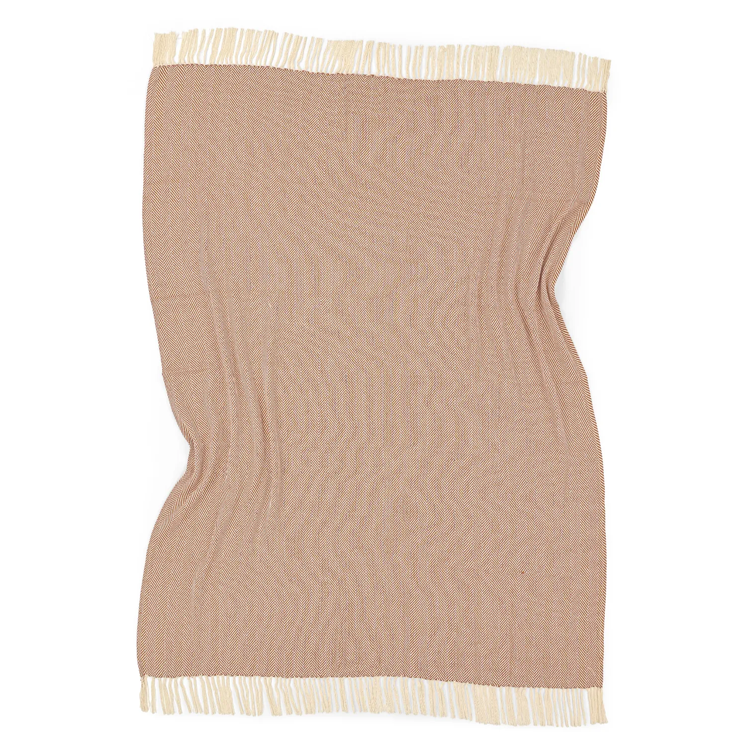 Plaids - Plaid en coton - Denisa Fishbone (marron/blanc)