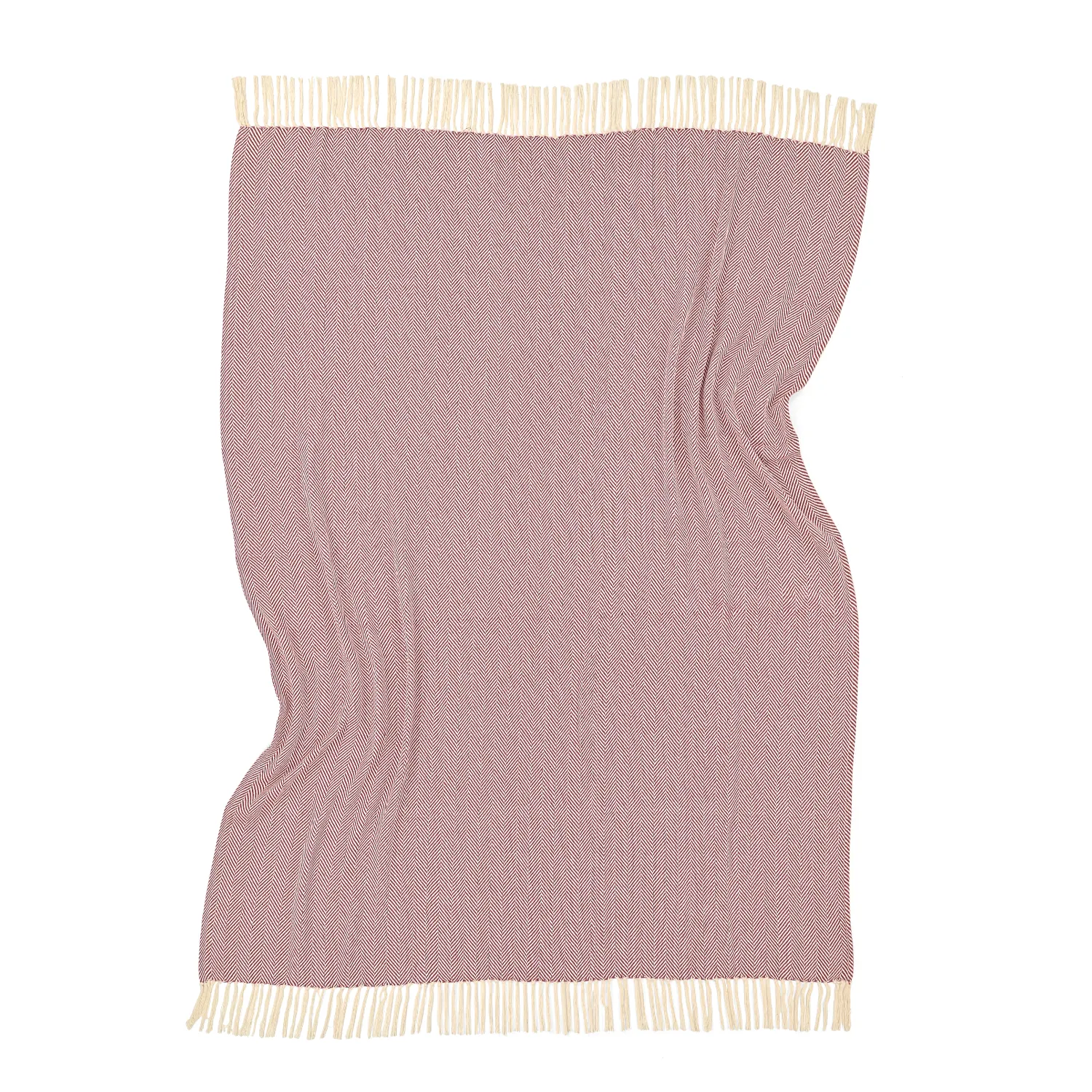 Plaids - Plaid en coton - Denisa Fishbone (rouge/blanc)