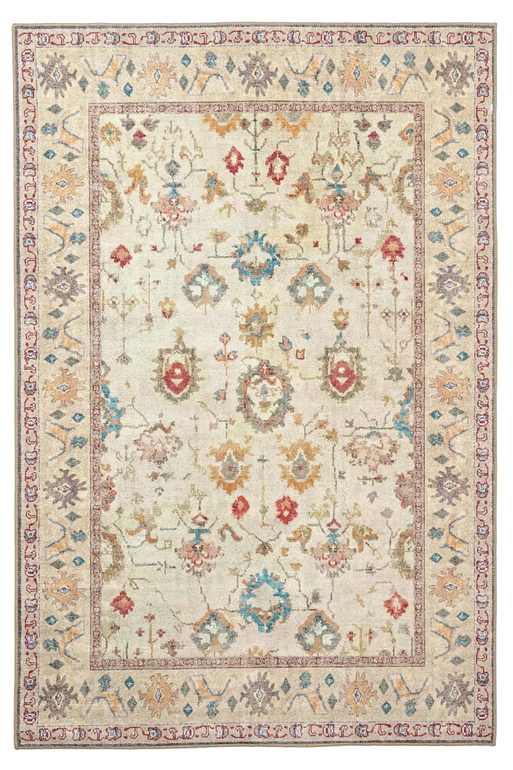 Tapis tissé à plat - Adira (gris/rose)