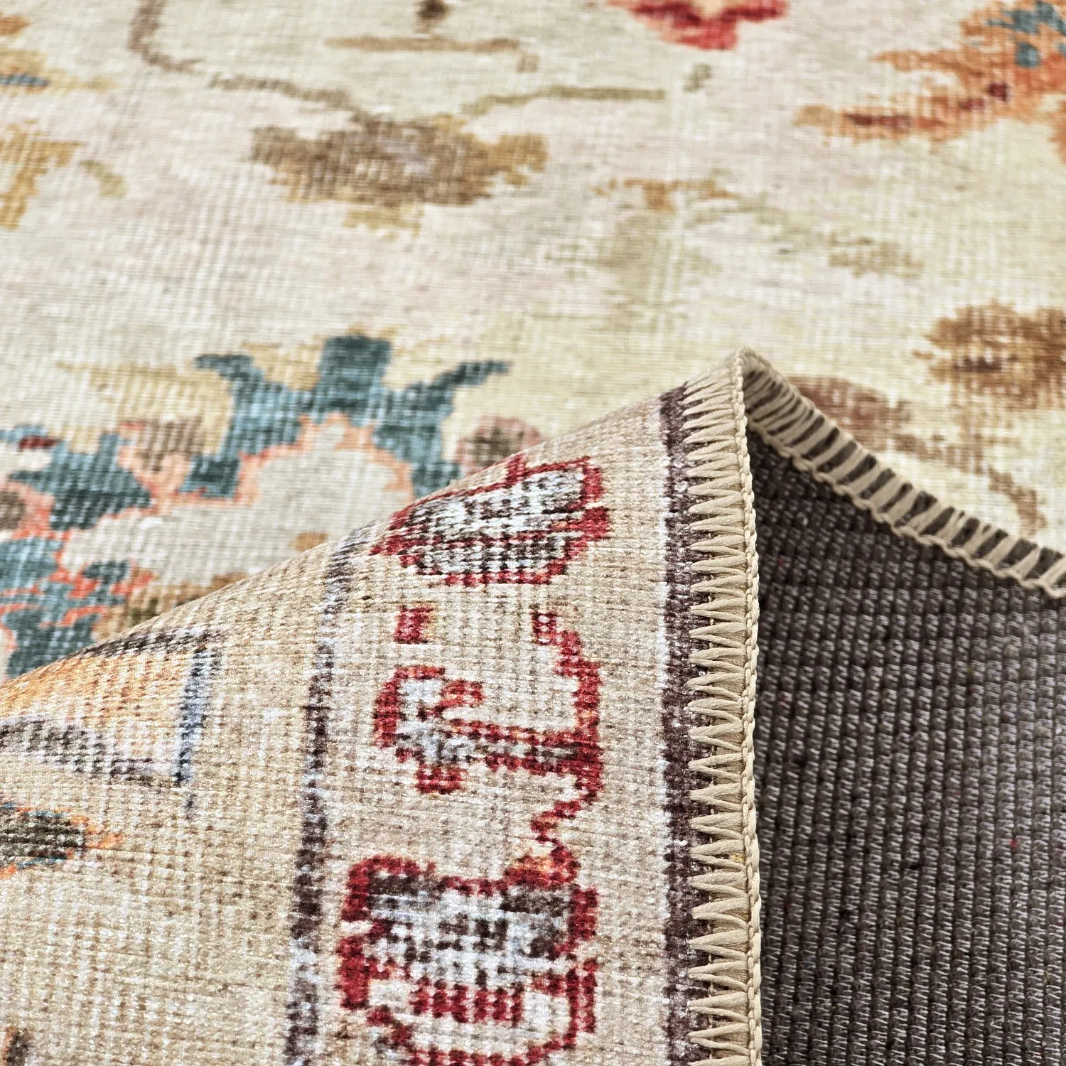 Tapis tissé à plat - Adira (gris/rose)