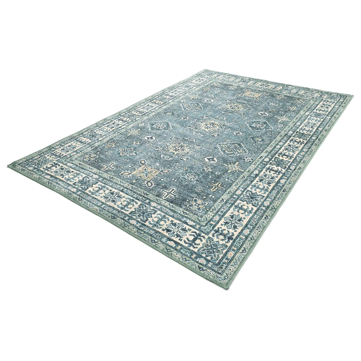 Tapis tissé à plat - Benaluna (bleu/vert)