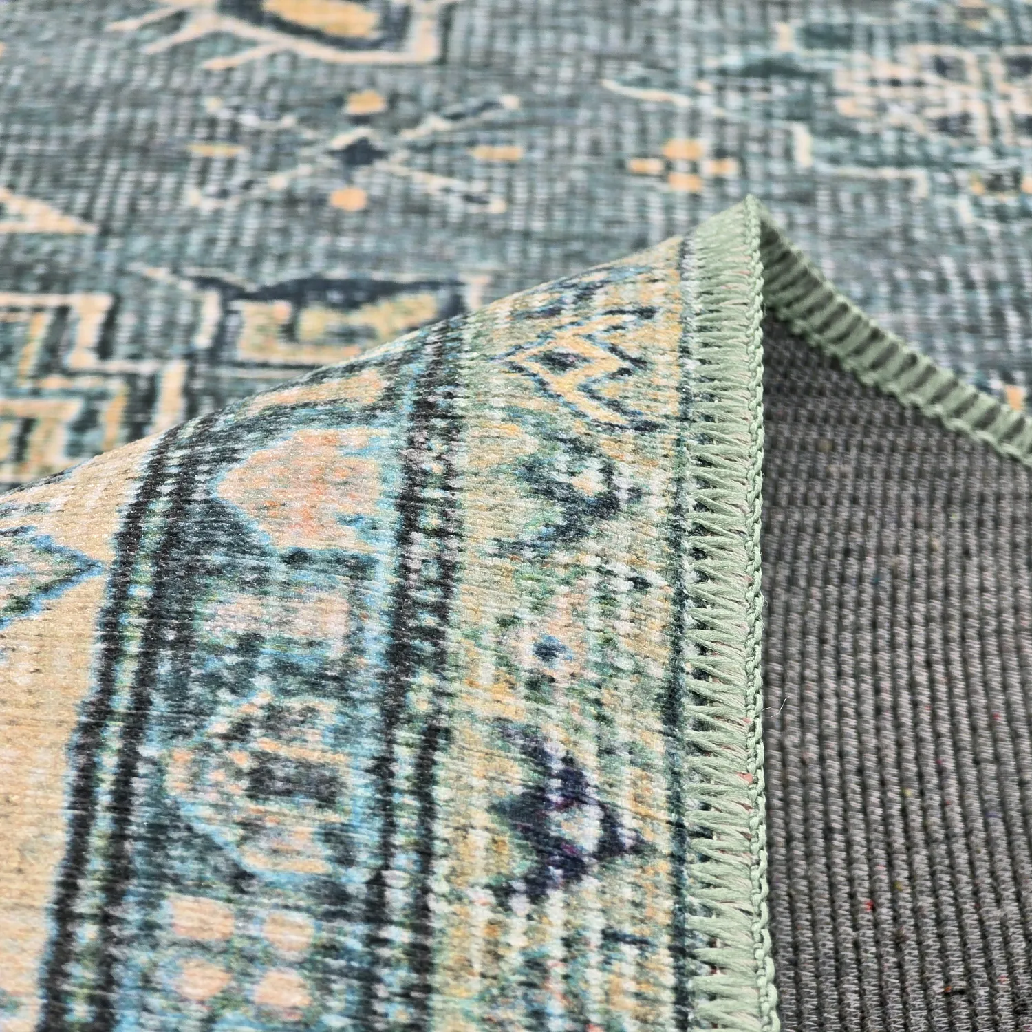 Tapis tissé à plat - Benaluna (bleu/vert)