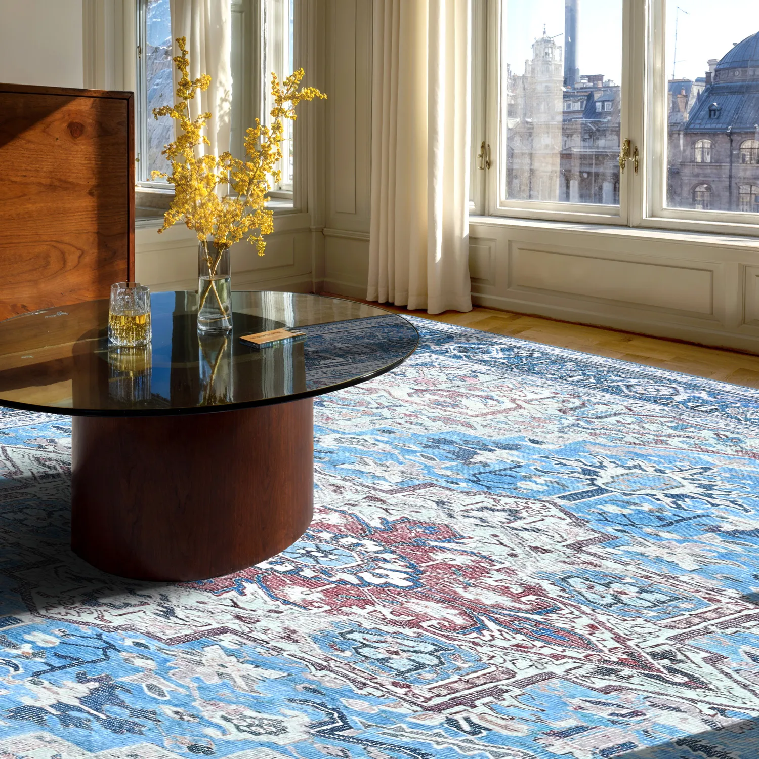 Tapis tissé à plat - Birjand (bleu)