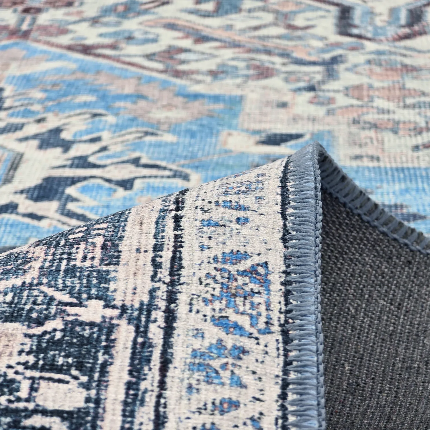 Tapis tissé à plat - Birjand (bleu)