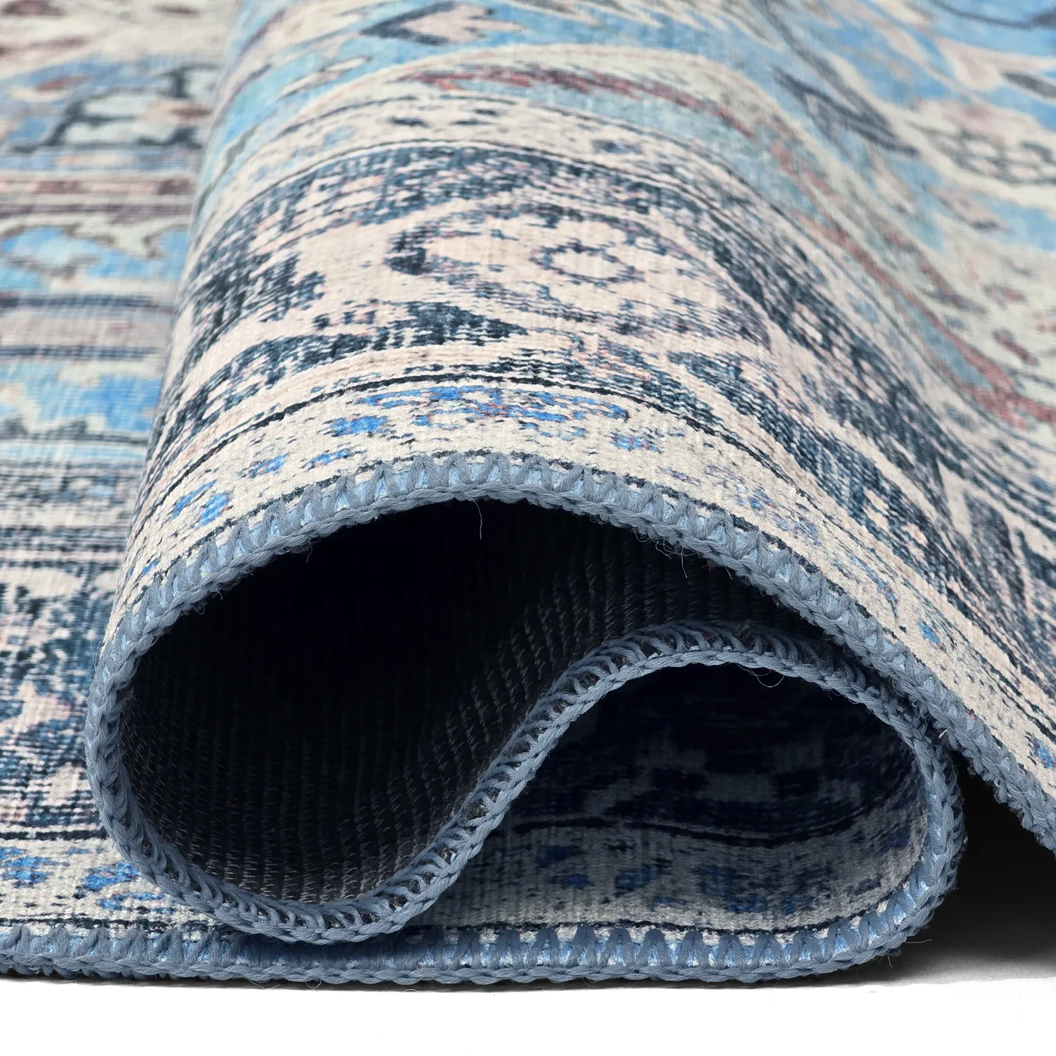 Tapis tissé à plat - Birjand (bleu)