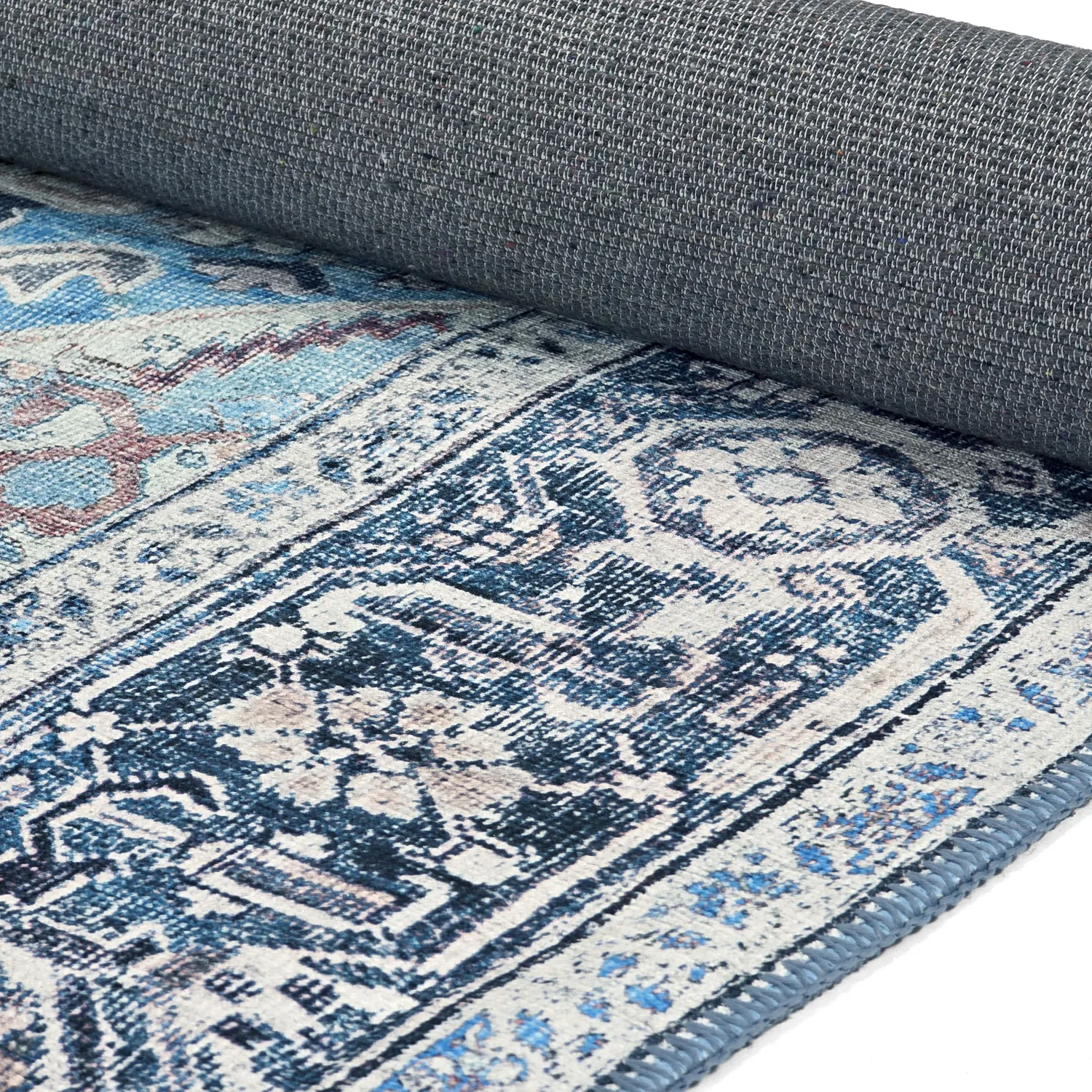 Tapis tissé à plat - Birjand (bleu)