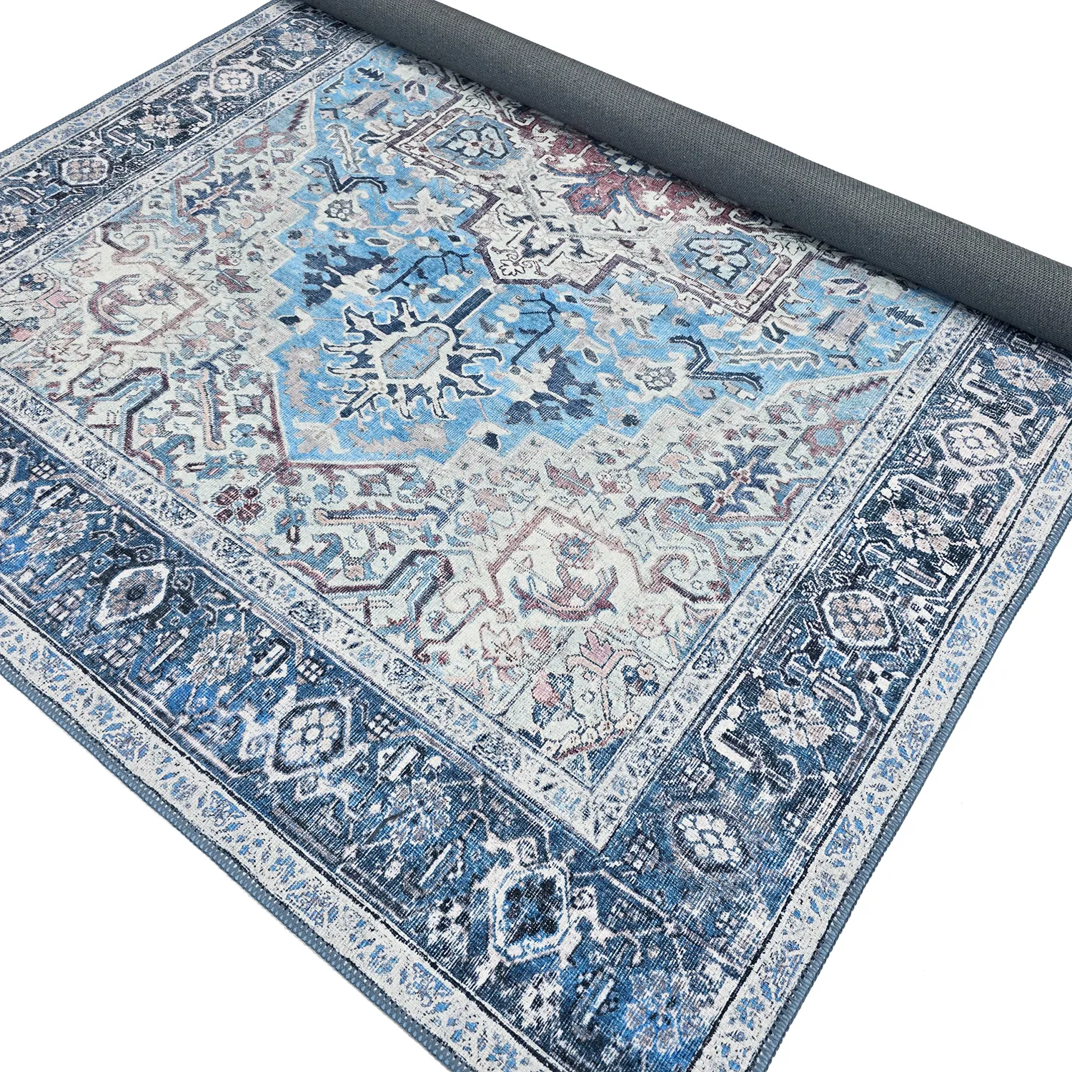 Tapis tissé à plat - Birjand (bleu)