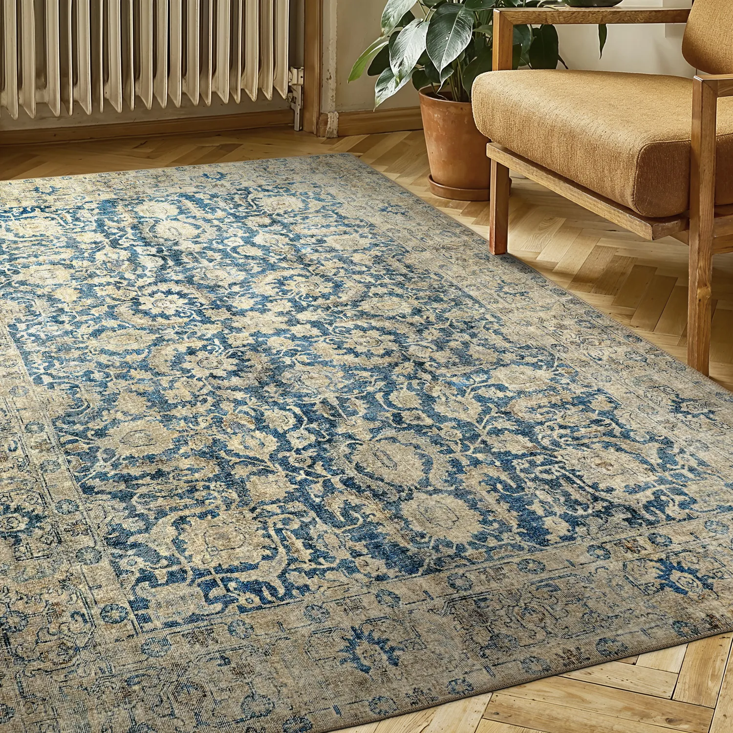 Tapis tissé à plat - Delvar (bleu)