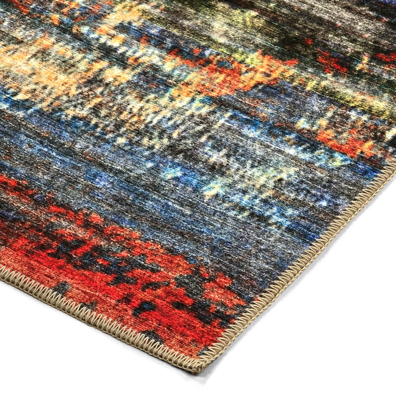 Tapis tissé à plat - Kazea (orange/multicolore)