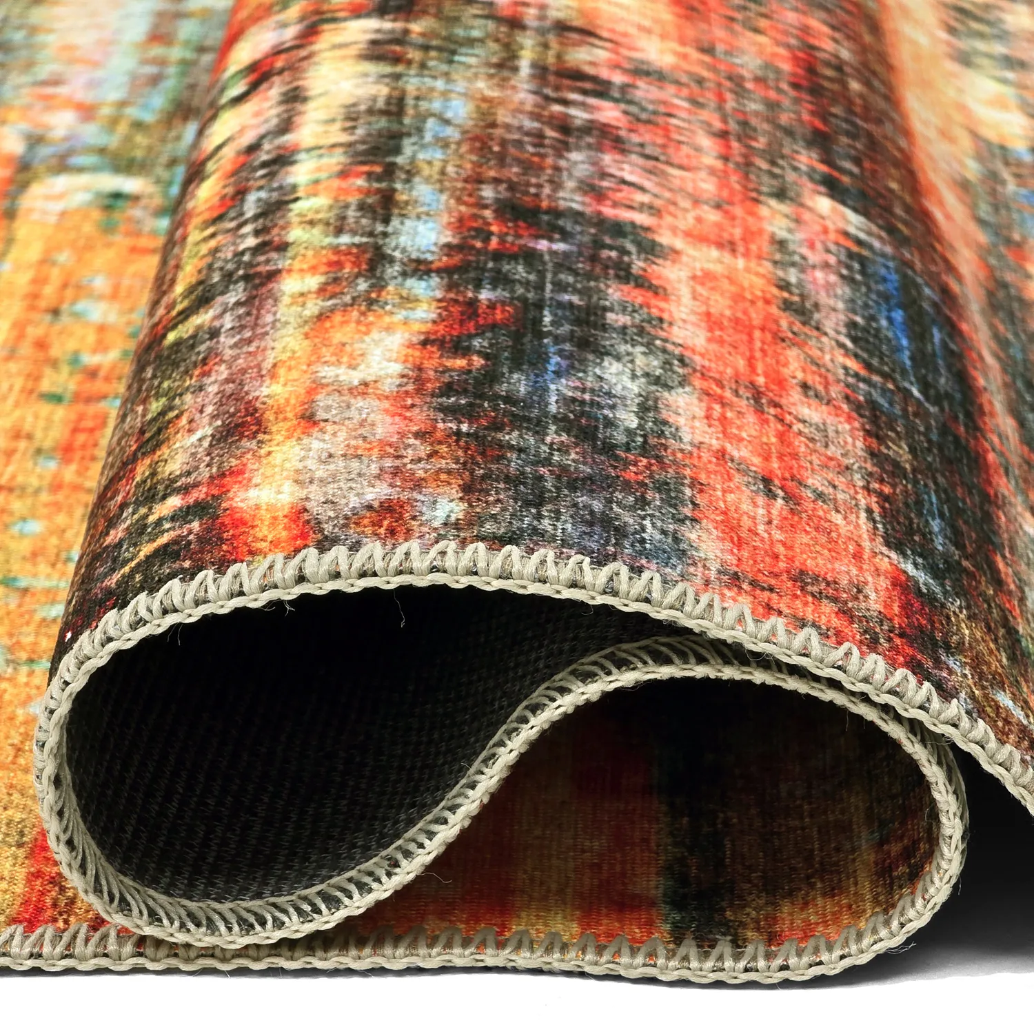 Tapis tissé à plat - Kazea (orange/multicolore)