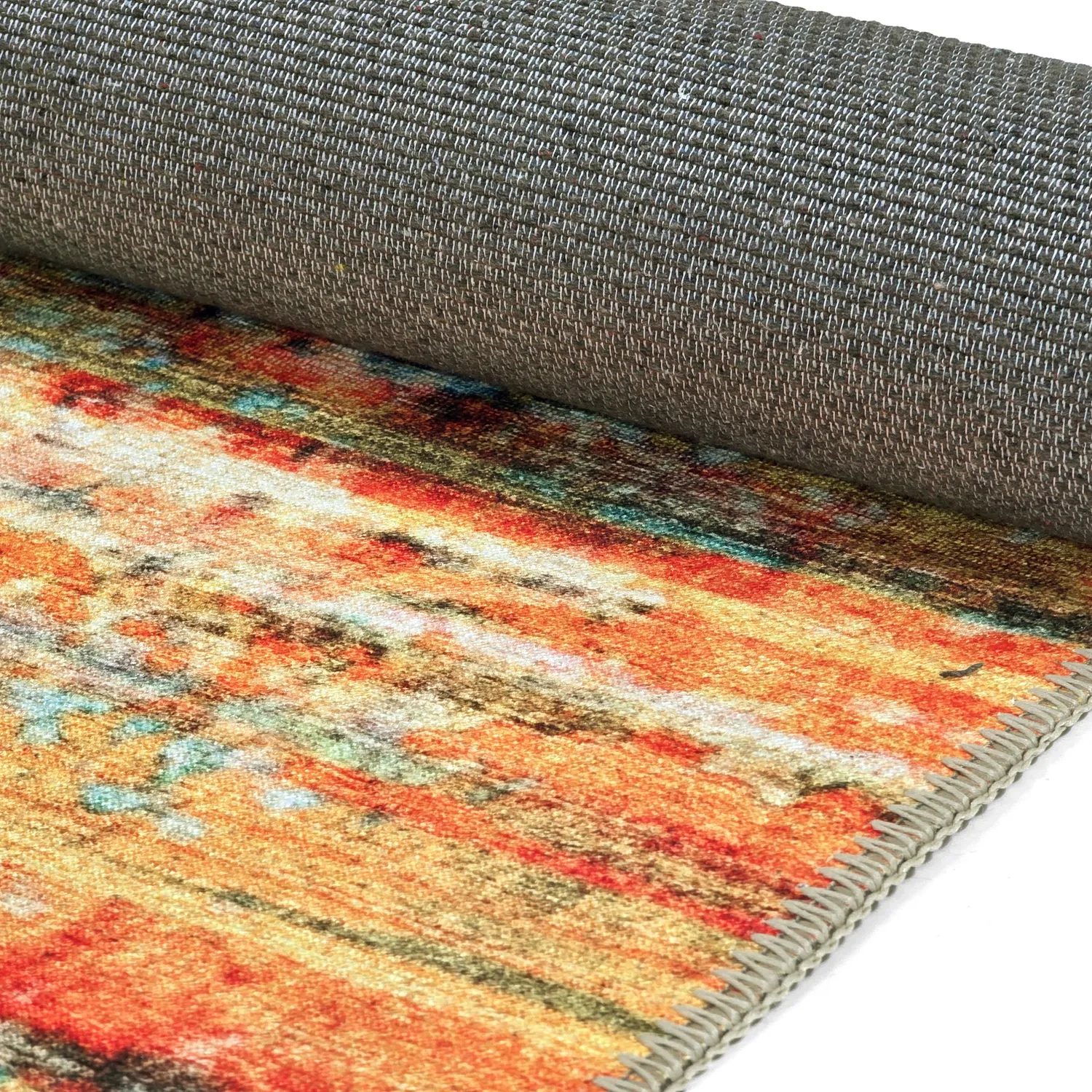 Tapis tissé à plat - Kazea (orange/multicolore)