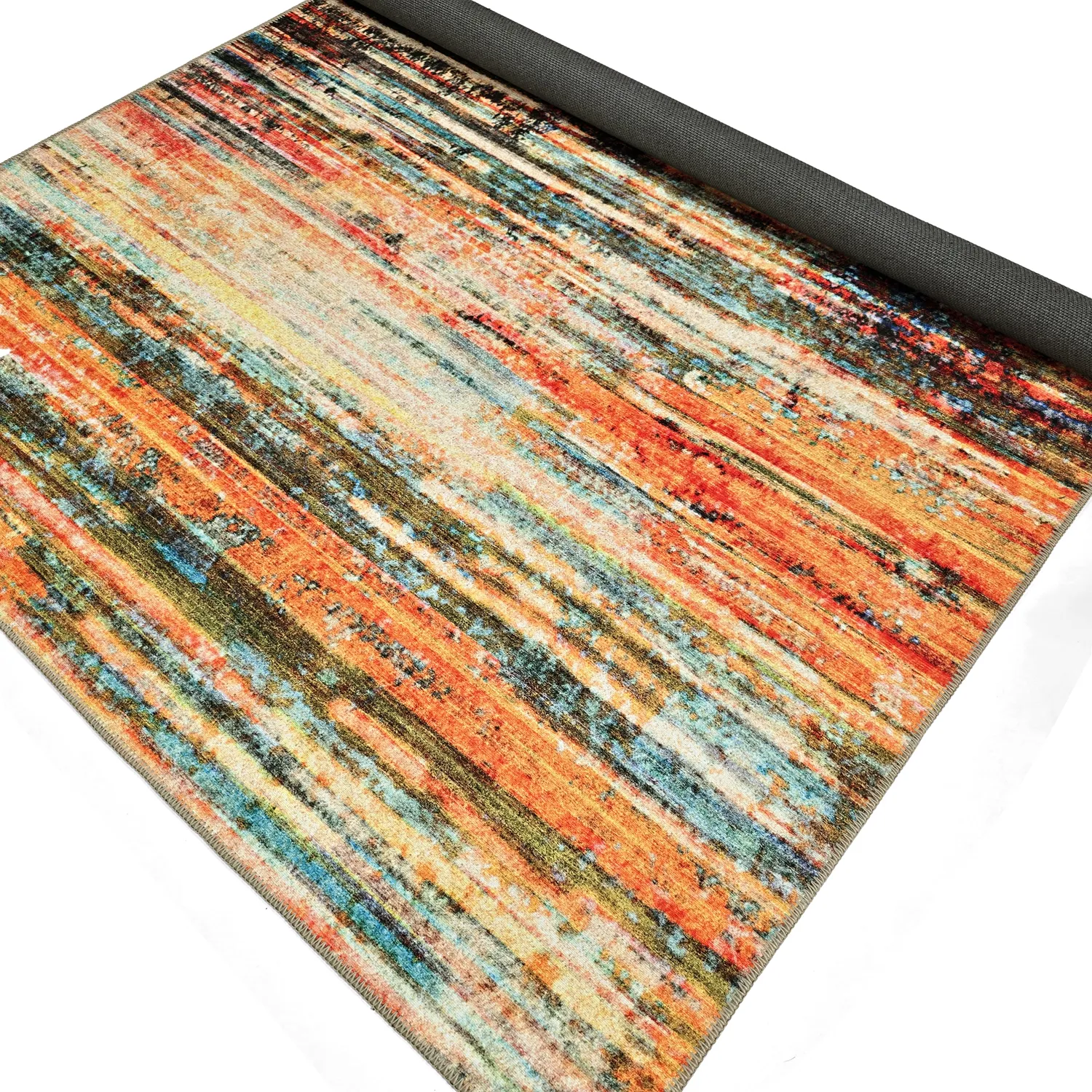 Tapis tissé à plat - Kazea (orange/multicolore)