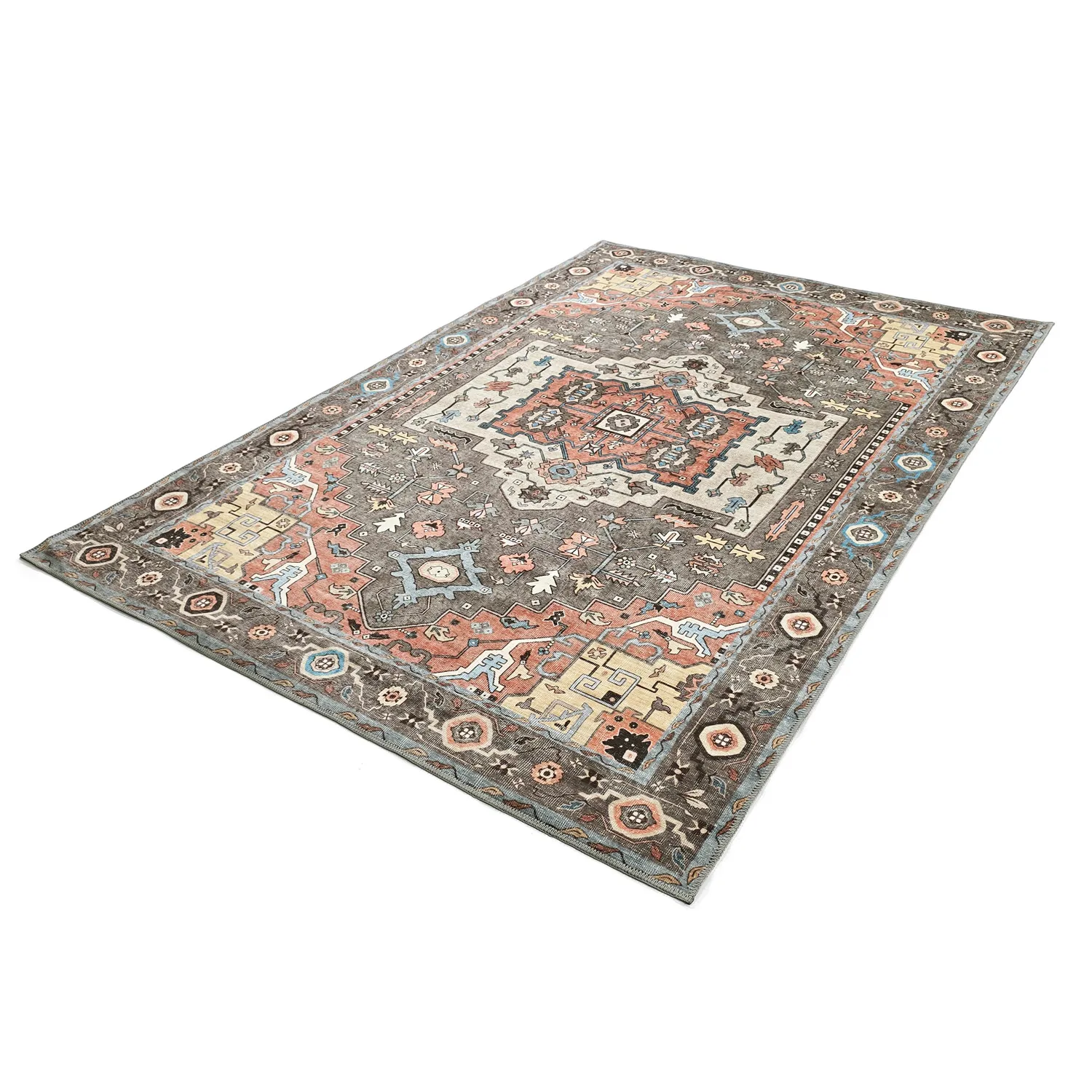 Tapis tissé à plat - Kordava (gris/rouge)