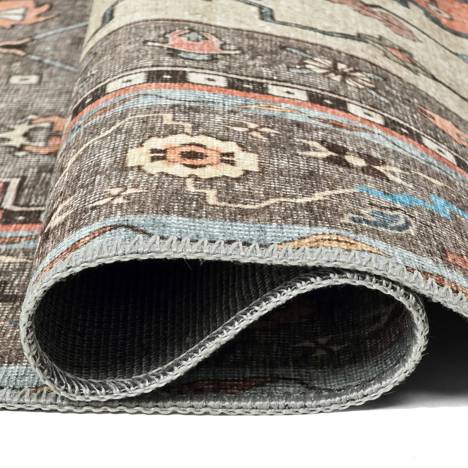 Tapis tissé à plat - Kordava (gris/rouge)