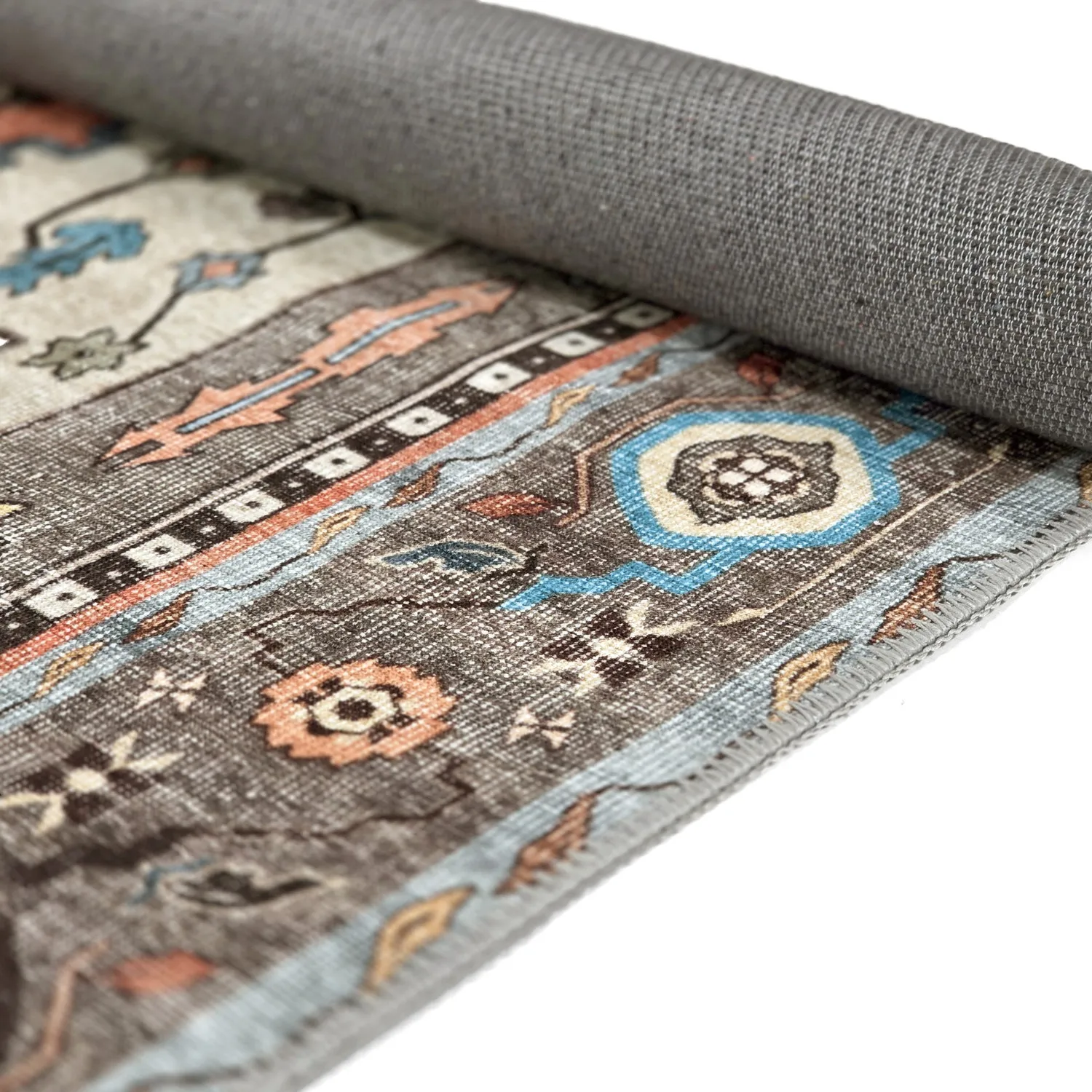 Tapis tissé à plat - Kordava (gris/rouge)