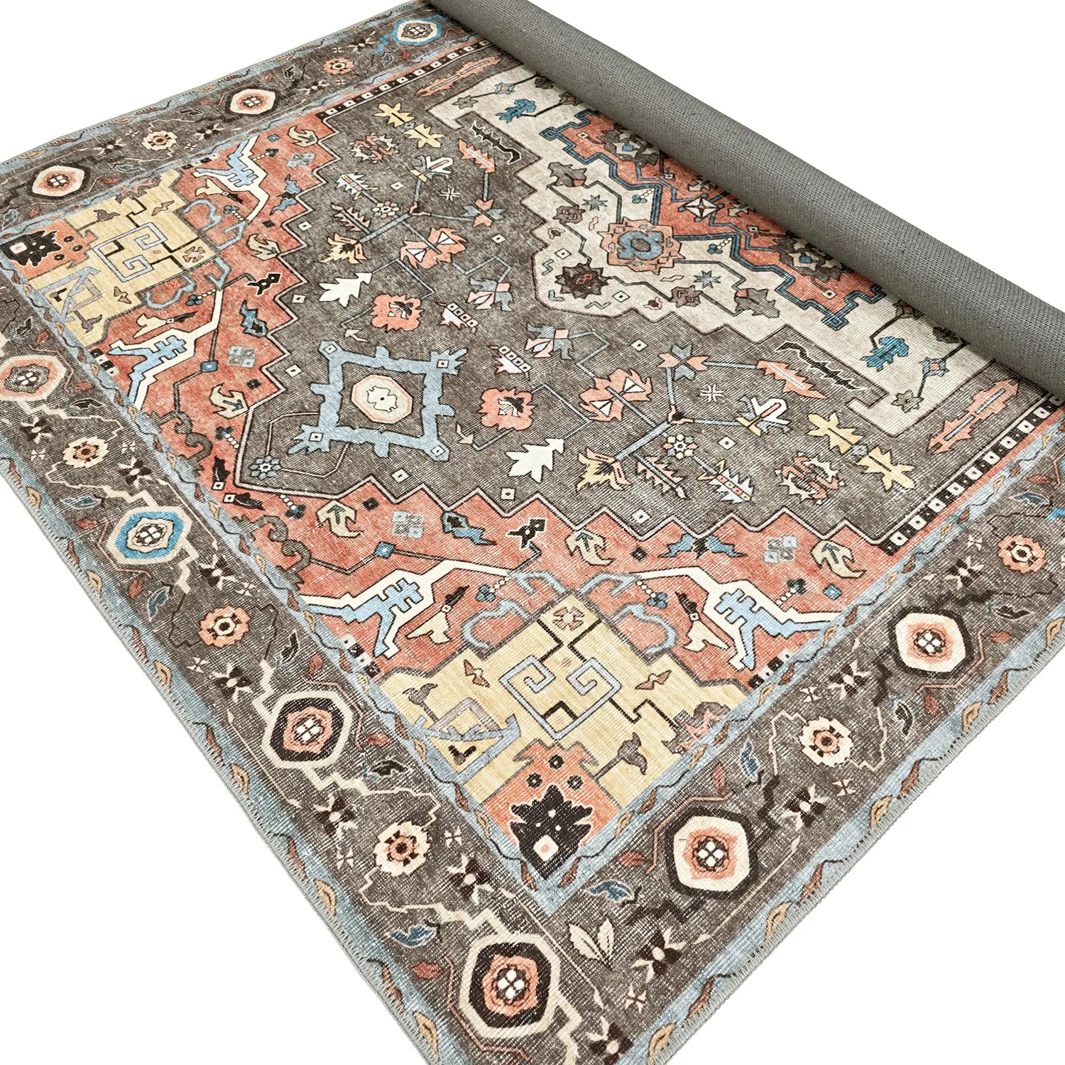 Tapis tissé à plat - Kordava (gris/rouge)