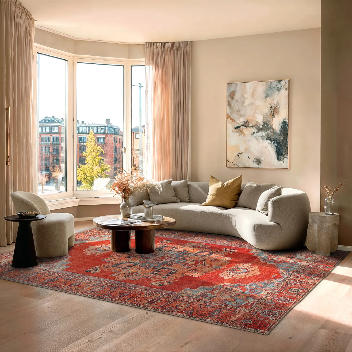 Tapis tissé à plat - Madevan (rouge)