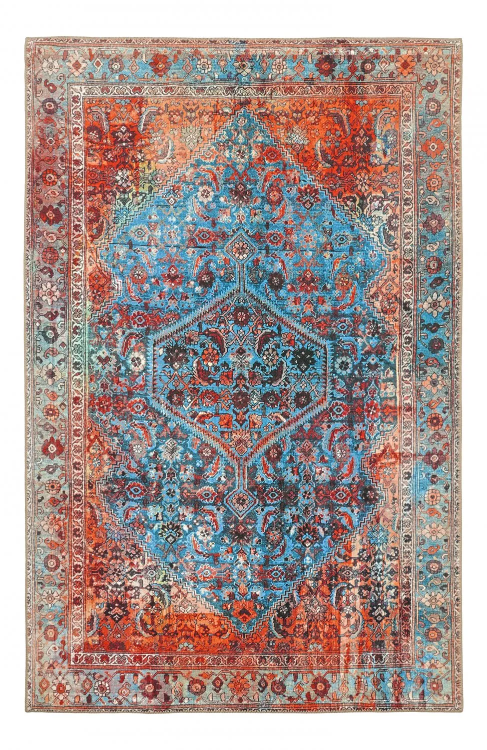 Tapis tissé à plat - Mardin (rouge/bleu)