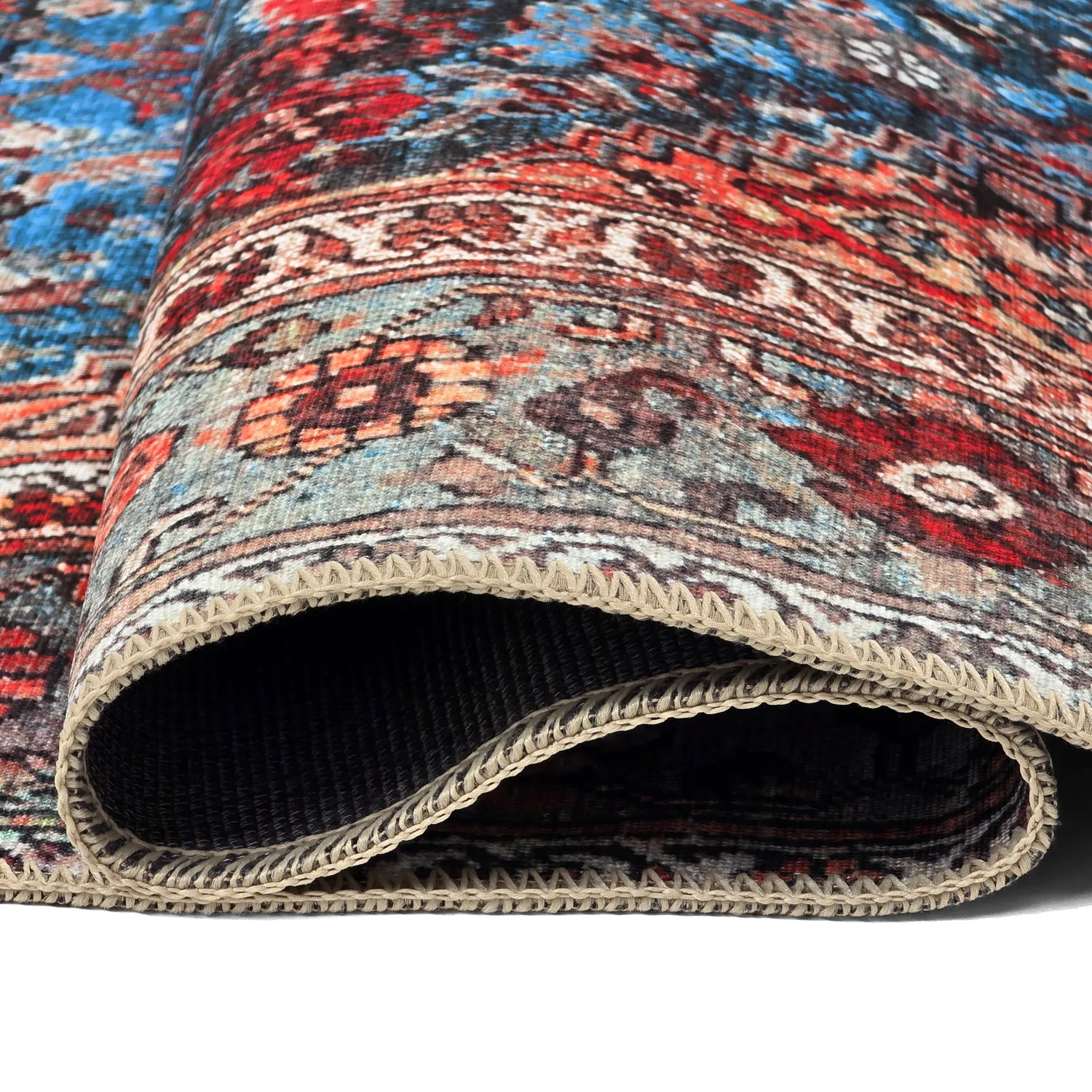 Tapis tissé à plat - Mardin (rouge/bleu)