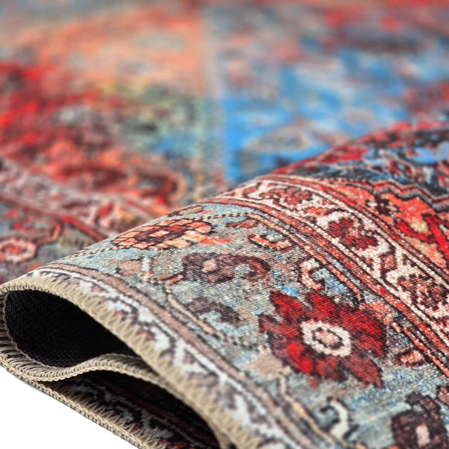 Tapis tissé à plat - Mardin (rouge/bleu)