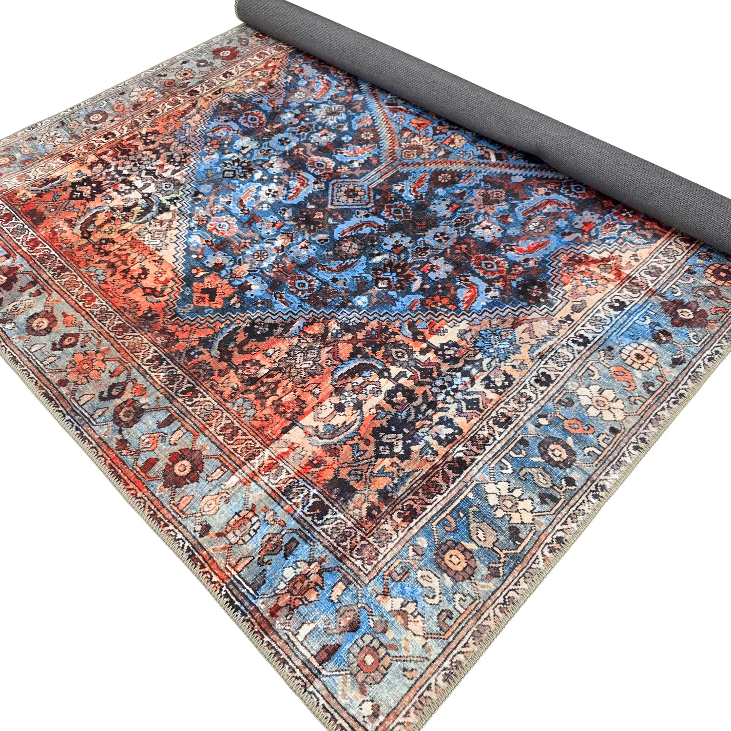 Tapis tissé à plat - Mardin (rouge/bleu)