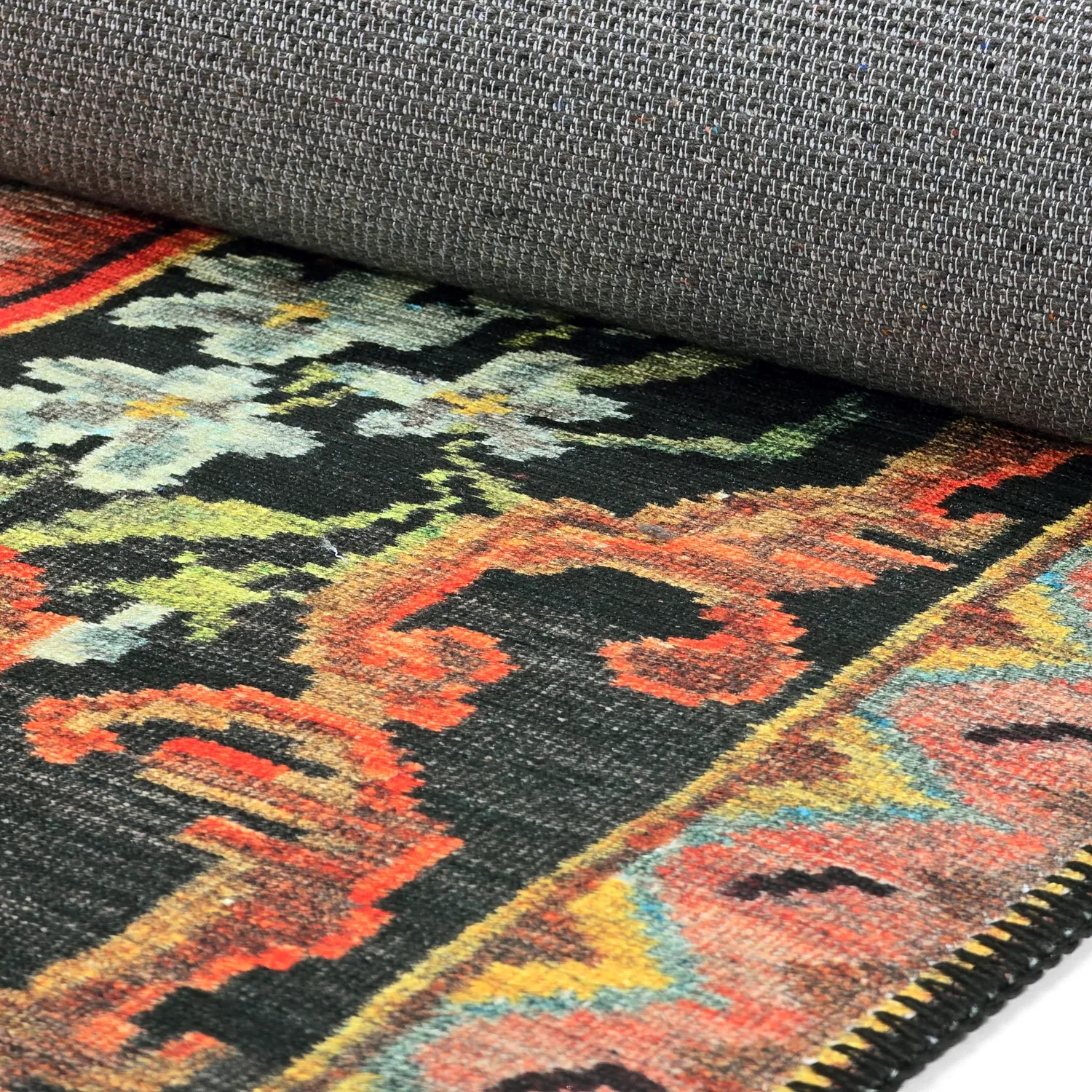Tapis tissé à plat - Masarida (noir/multi)