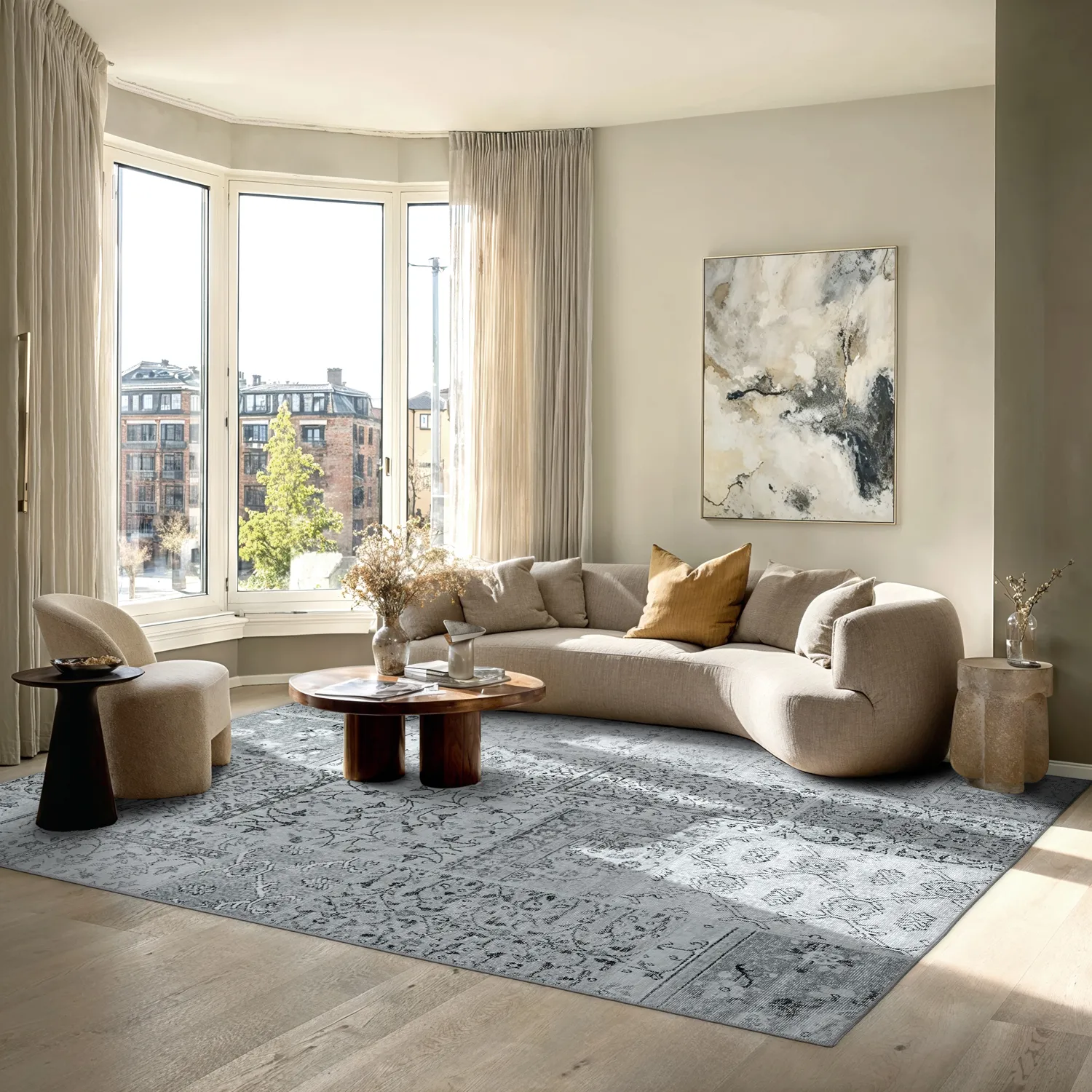 Tapis tissé à plat - Myrina (gris)