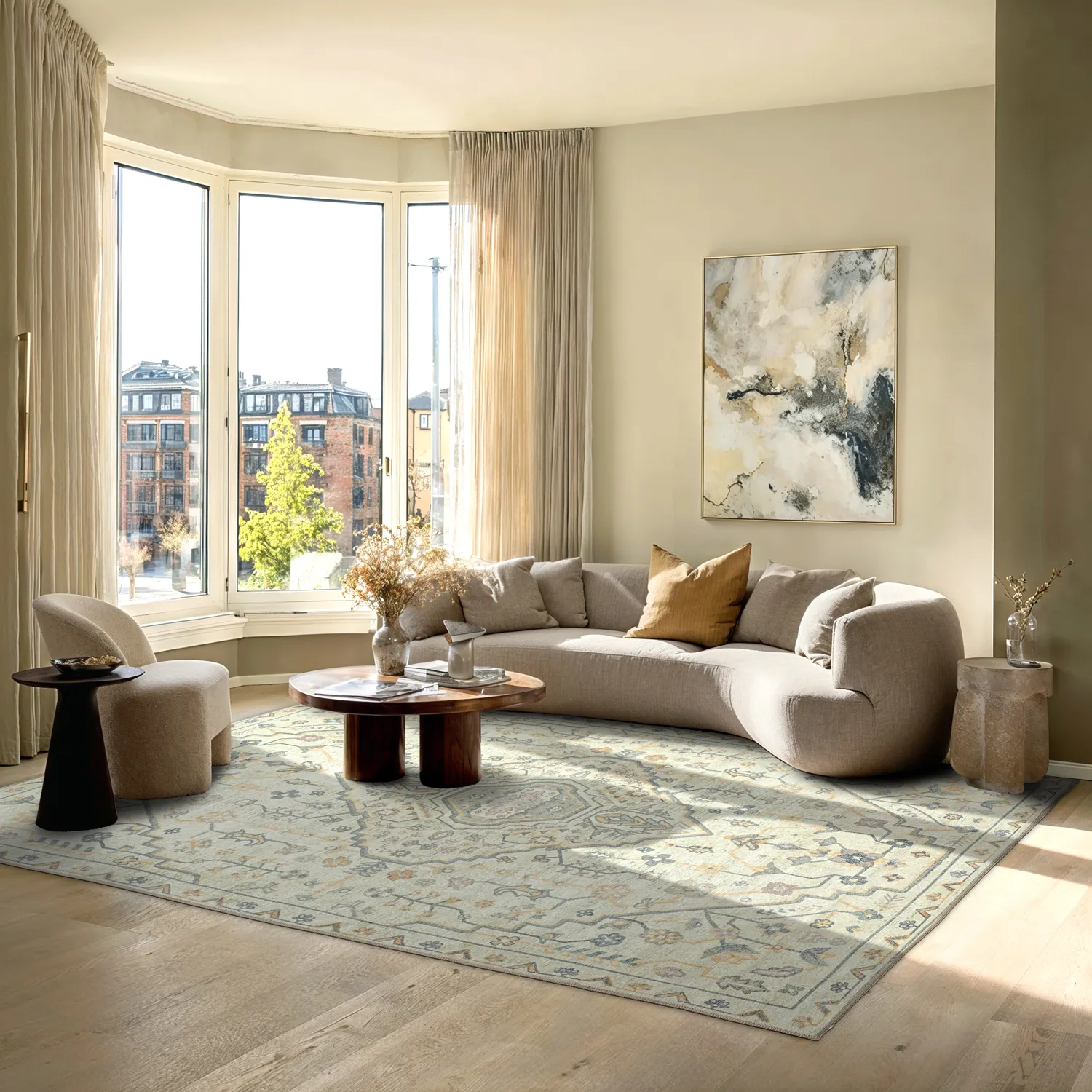 Tapis tissé à plat - Nahla (crème)