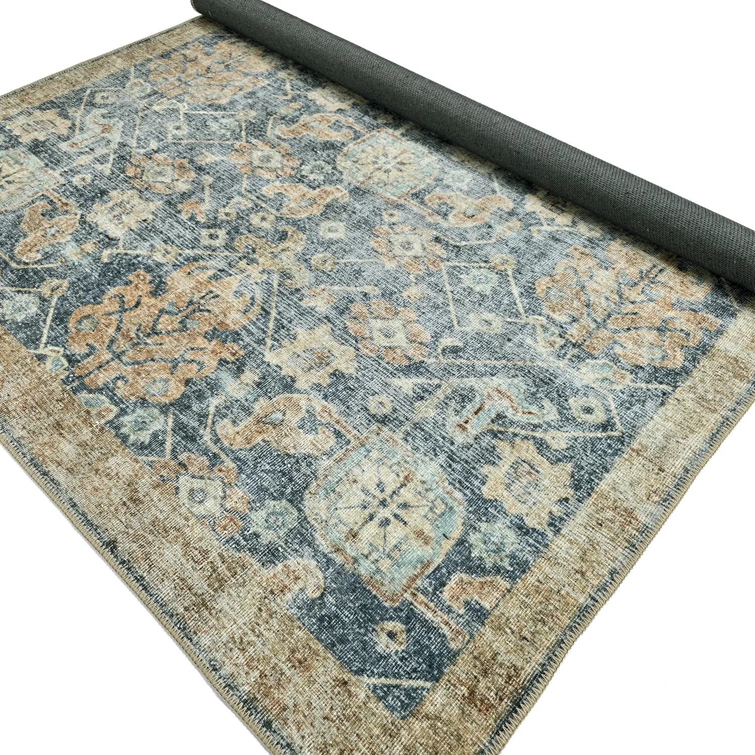 Tapis tissé à plat - Noura (bleu)