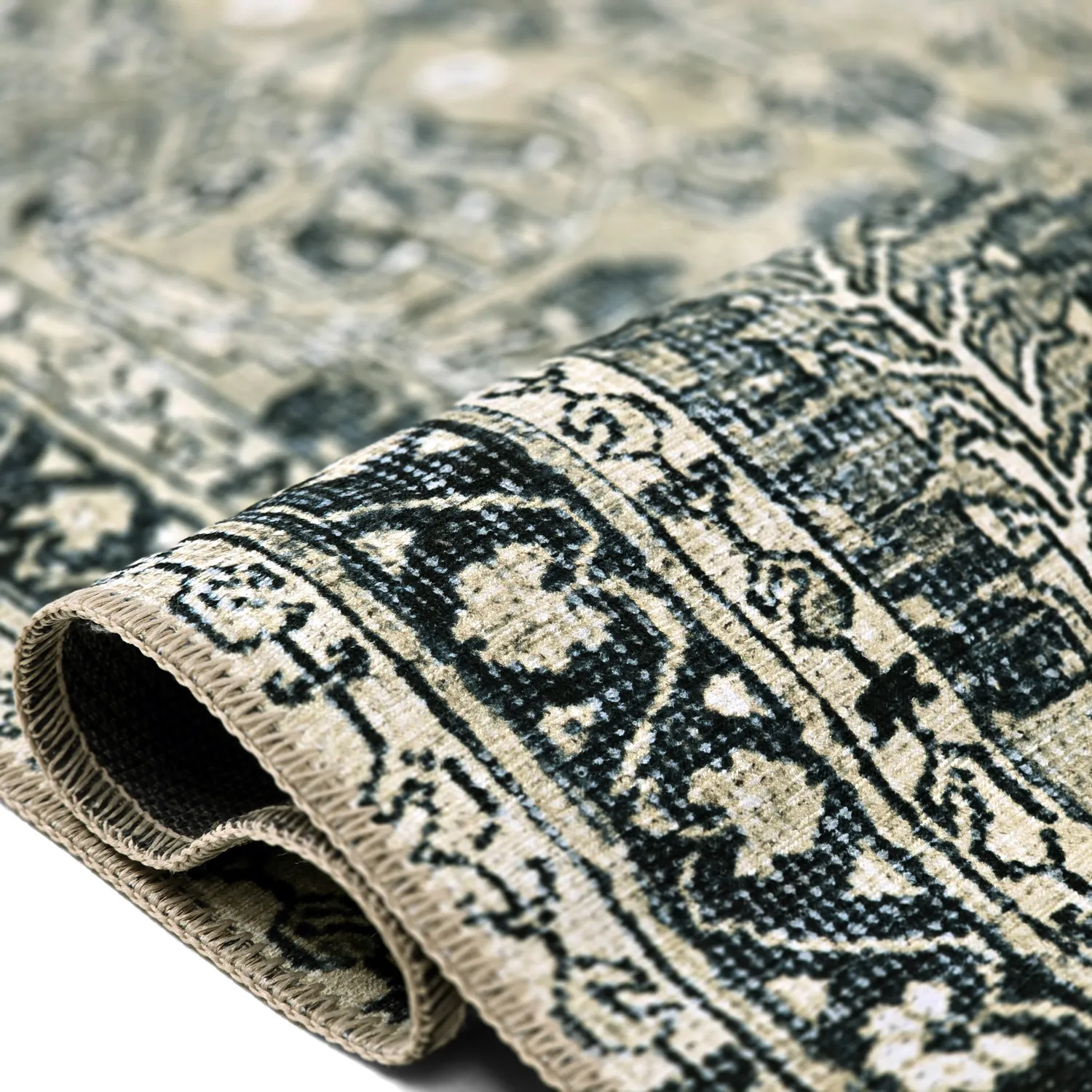 Tapis tissé à plat - Yasirah (bleu/vert)