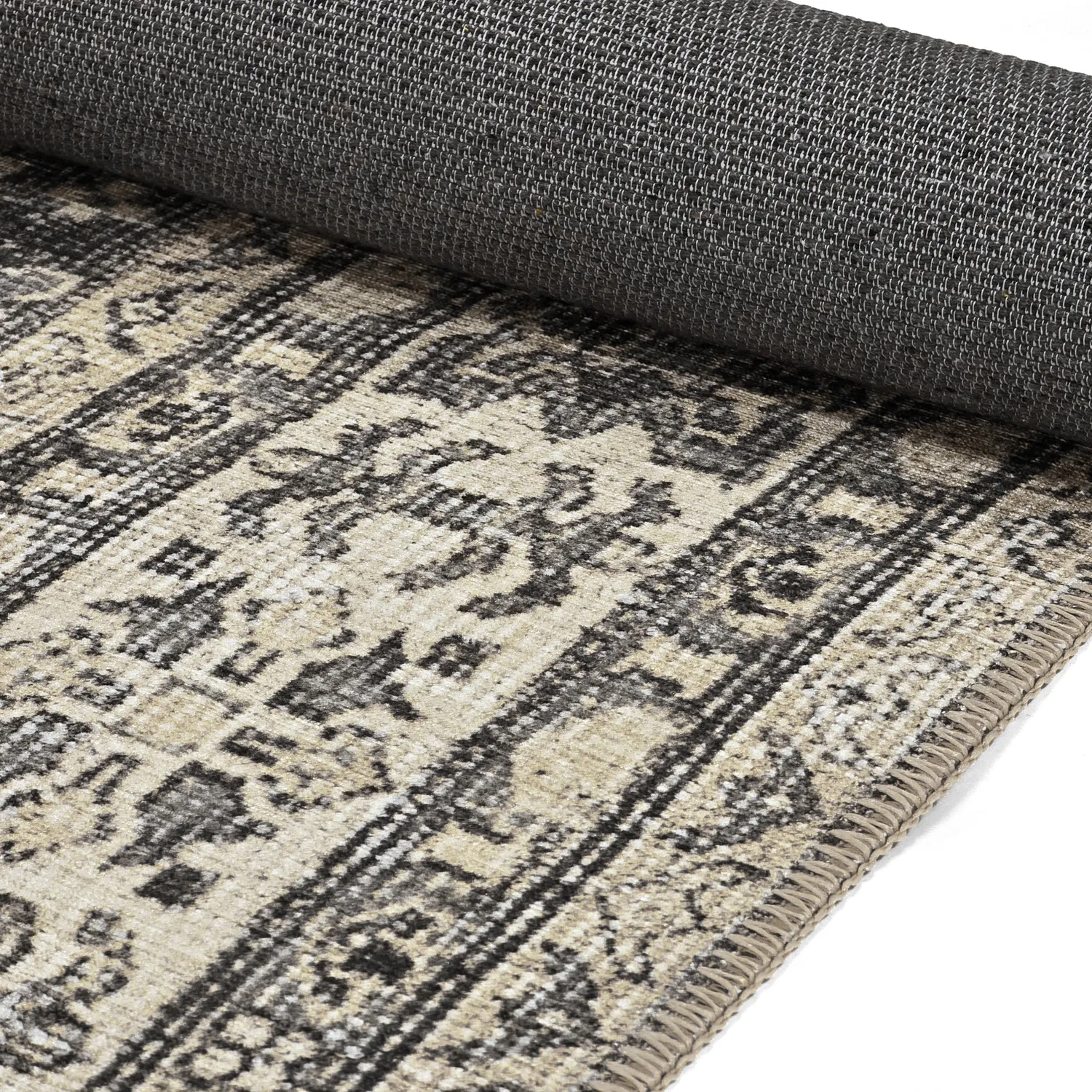 Tapis tissé à plat - Zuleina (gris foncé)