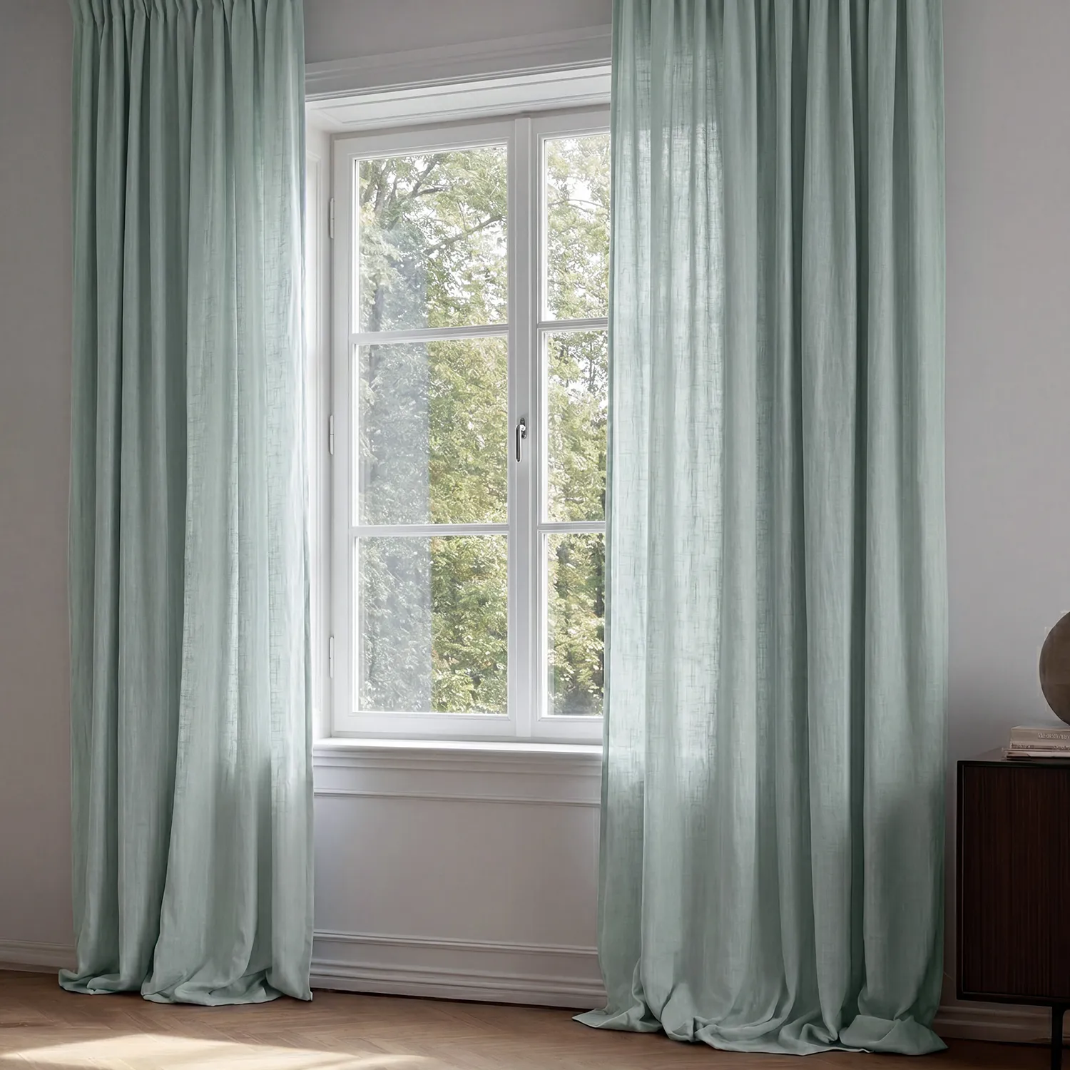 Rideaux - Rideau imitation lin Andrada (bleu clair)