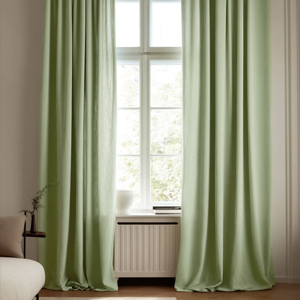 Rideaux - Rideau imitation lin Andrada (vert clair)